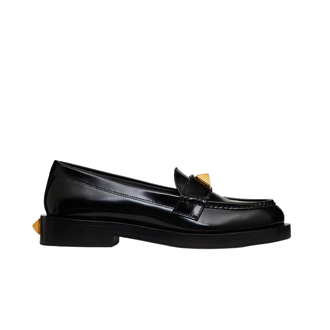 (W) 발렌티노 로만 스터드 브러쉬드 카프스킨 로퍼 30mm 블랙((W) Valentino Roman Stud Brushed Calfskin Loafer 30mm Black) - 1