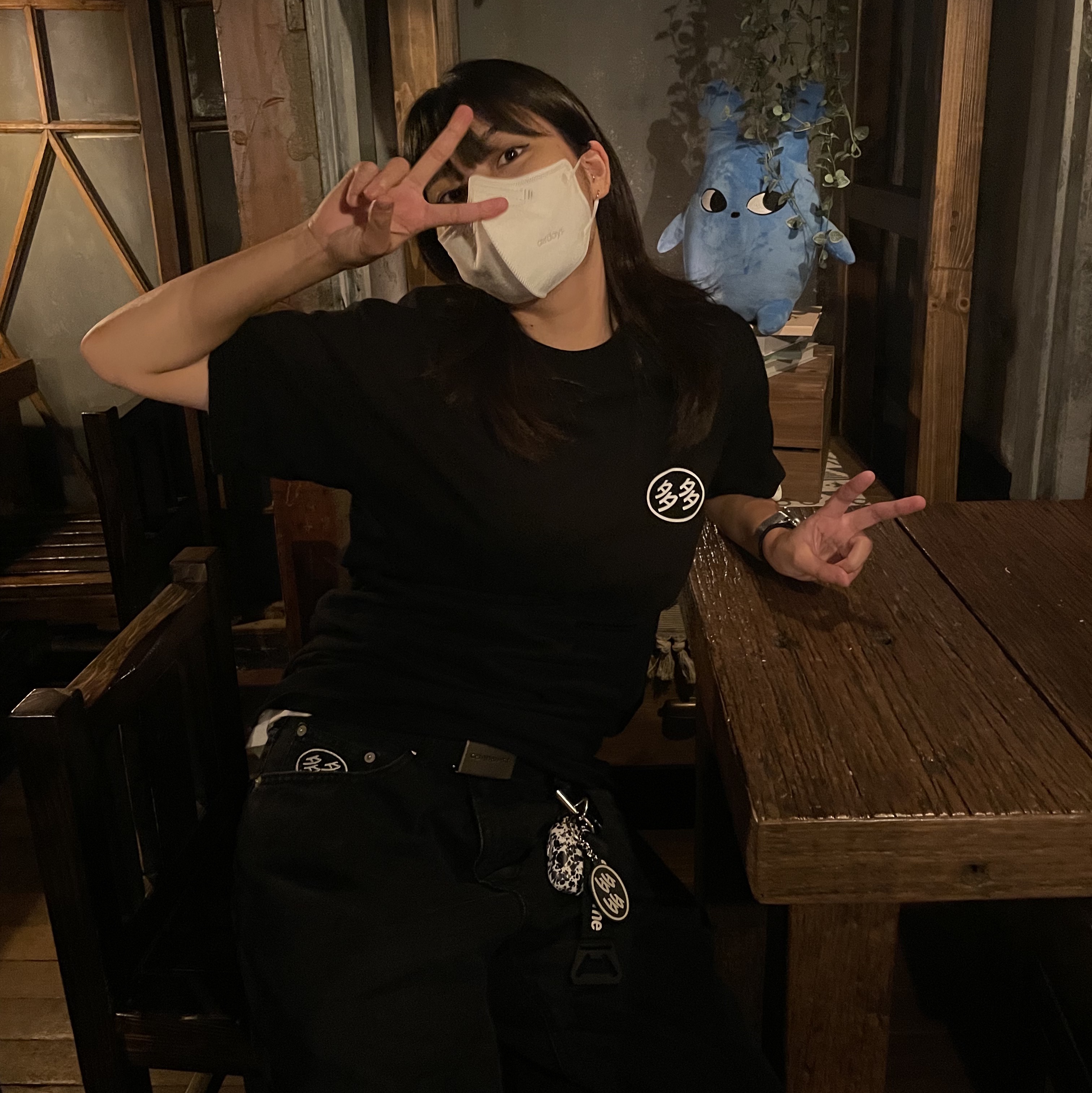 Dada Student T-Shirt Black, Dada x Worst Denim Washed Black 착용 스타일 - 1