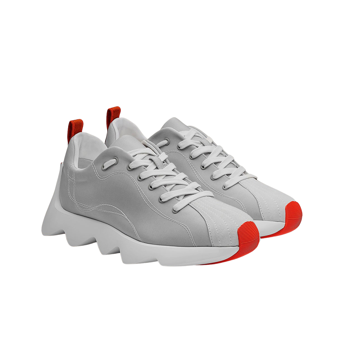 (W) 에르메스 엔볼 스니커즈 테크니컬 캔버스 스웨이드 고트스킨 & 그리 블랑((W) Hermes Envol Sneakers Technical Canvas Suede Goatskin & Gris Blanc) - 2
