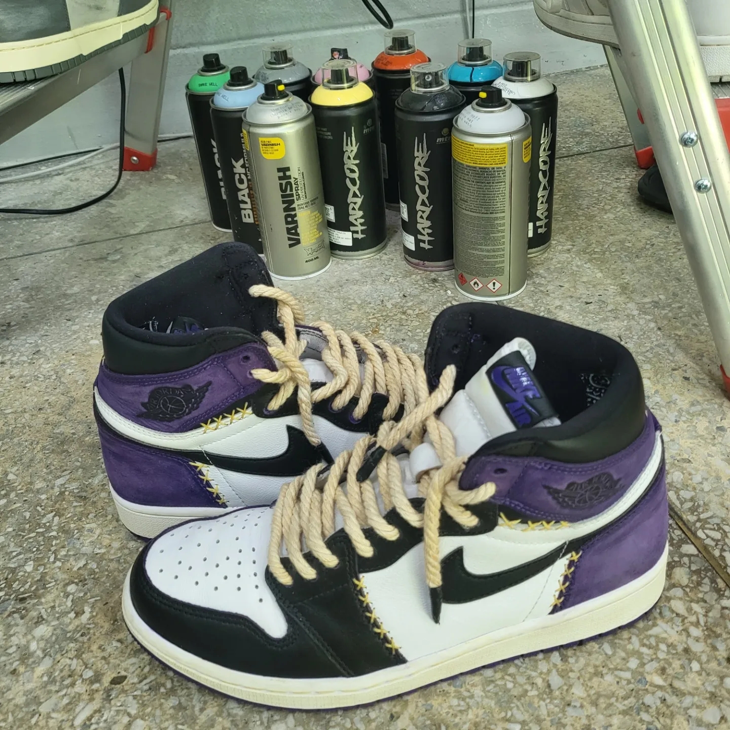 Jordan 1 Retro High OG Court Purple 2020 착용 스타일 - 3