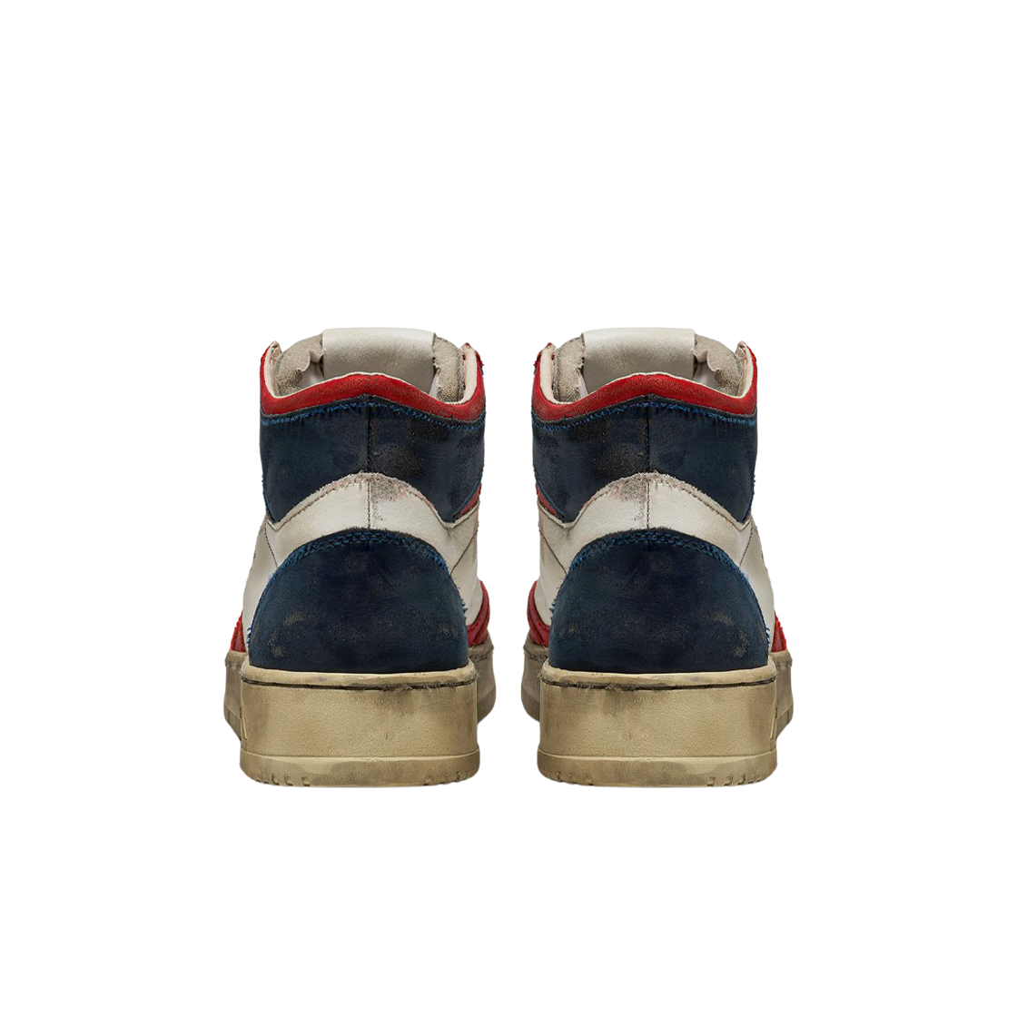 오트리 슈퍼 빈티지 메달리스트 미드 레더 스니커즈 화이트 레드 블루(Autry Super Vintage Medalist Mid Leather Sneakers White Red Blue) - 3