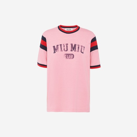 (W) 미우 미우 프린티드 저지 티셔츠 베고니아 핑크