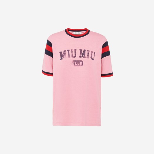 (W) Miu Miu Printed Jersey T-Shirt Begonia Pink