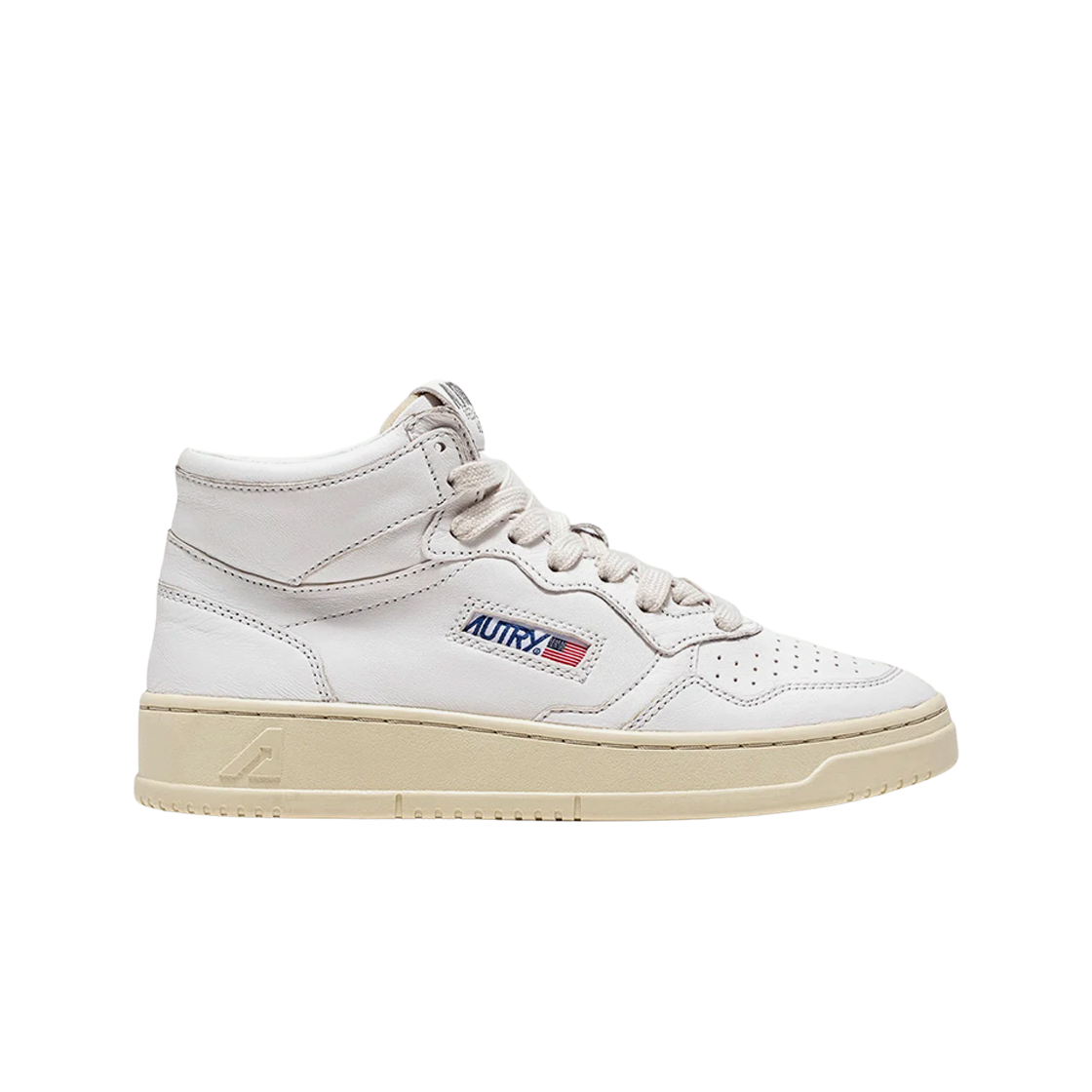 (W) 오트리 메달리스트 미드 고트스킨 스니커즈 화이트((W) Autry Medalist Mid Goatskin Sneakers White)