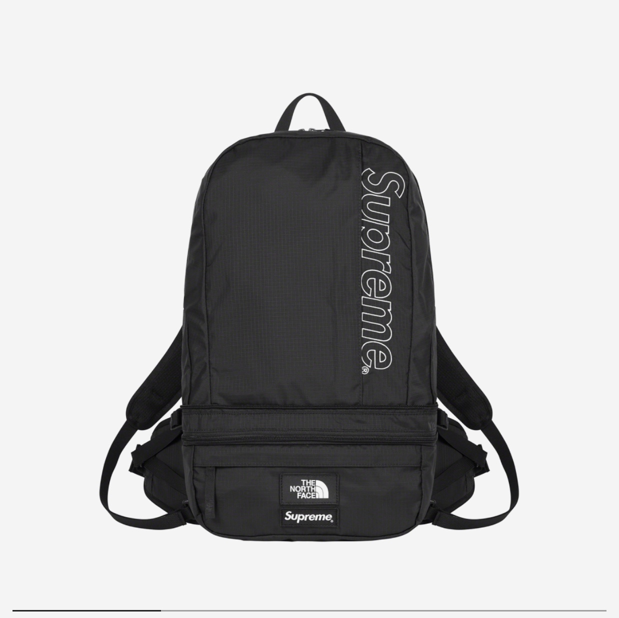 Supreme Hanes Tagless T-Shirts Black (3 Pack), Supreme x The North Face Trekking Convertible Backpack + Waist Bag Black - 22SS 착용 스타일 - 2