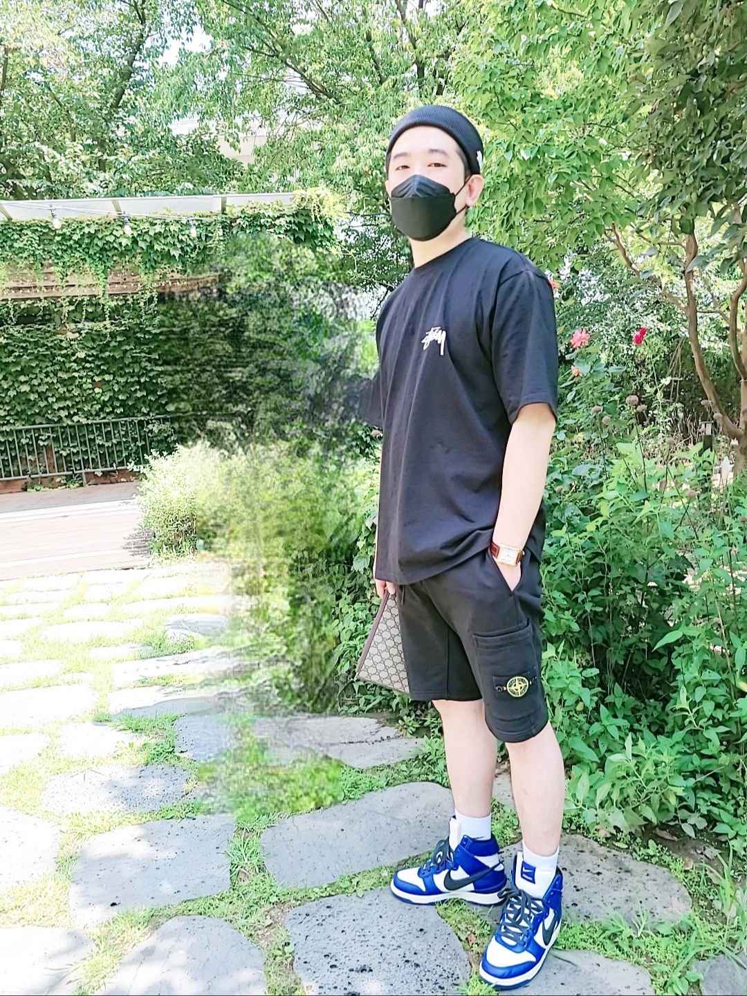 Nike x Stussy NRG Cuffed Beanie Black, Nike x Ambush Dunk High Deep Royal Blue 착용 스타일