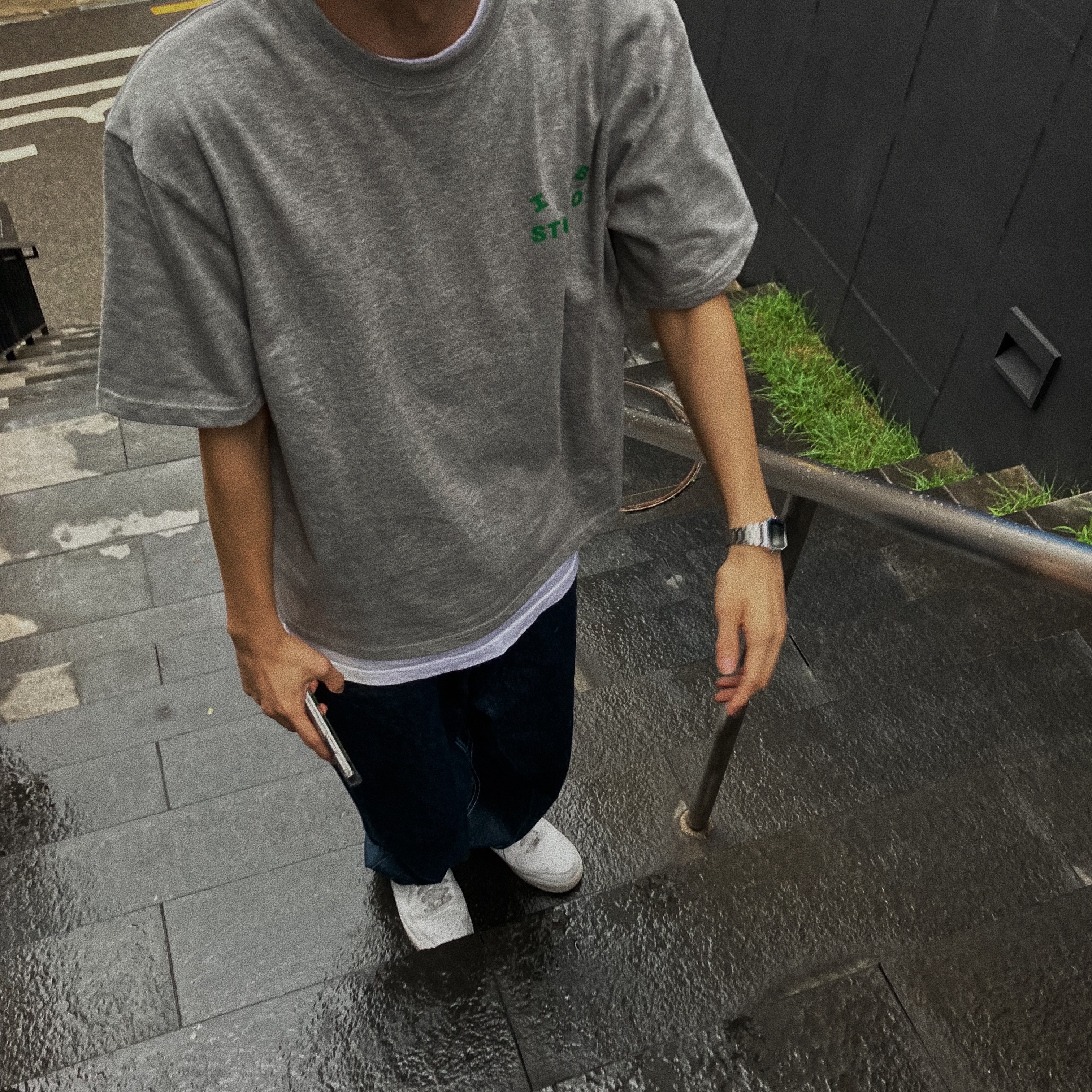 IAB Studio T-Shirt Gray Green - 22FW, Nike Air Force 1 '07 Low White 착용 스타일 - 2