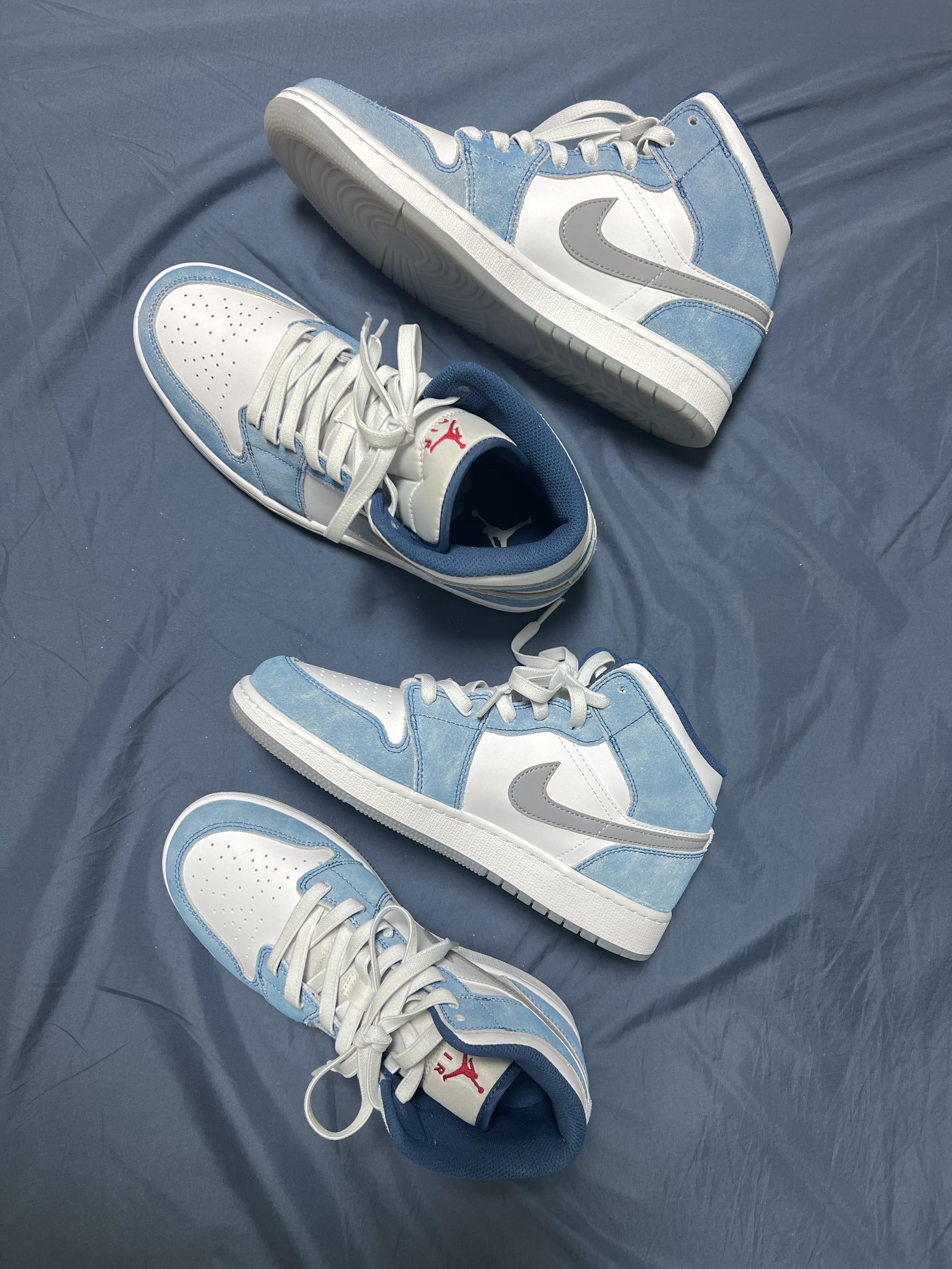 Jordan 1 Mid SE French Blue Fire Red, (GS) Jordan 1 Mid SE French Blue Fire Red 착용 스타일