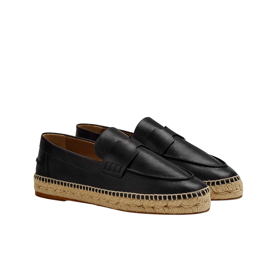(W) 에르메스 트립 에스파드리유 고트스킨 & 누아((W) Hermes Trip Espadrille Goatskin & Noir) - 2