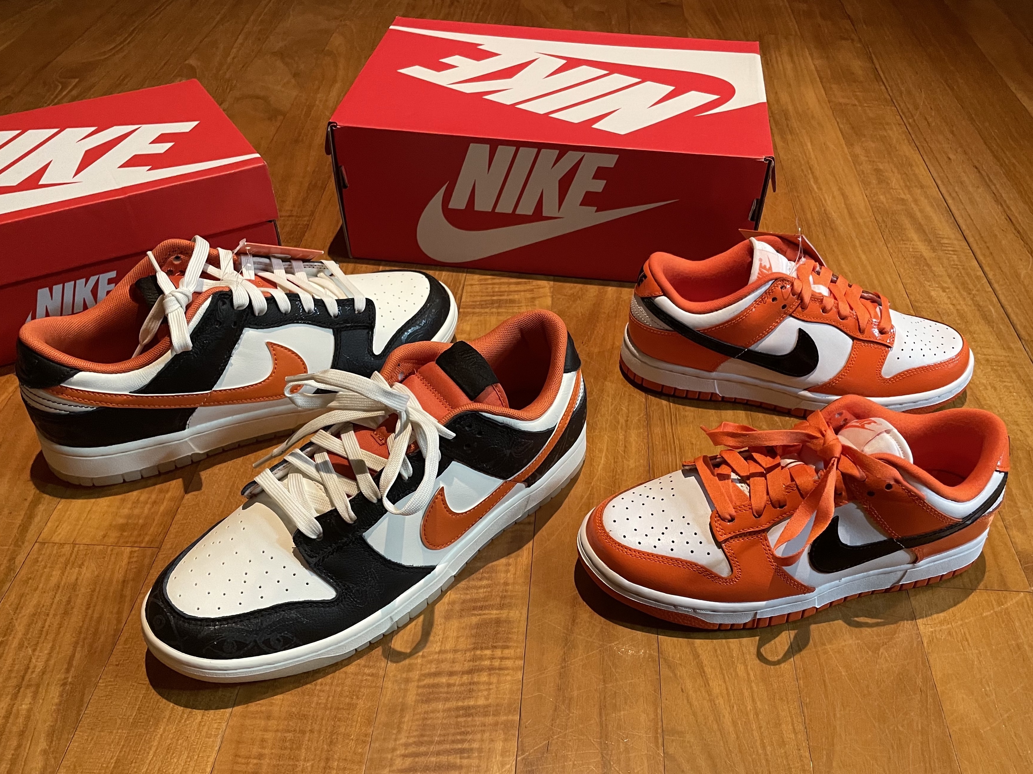 Nike Dunk Low Retro PRM Halloween, (W) Nike Dunk Low Essential Brilliant Orange 착용 스타일 - 1