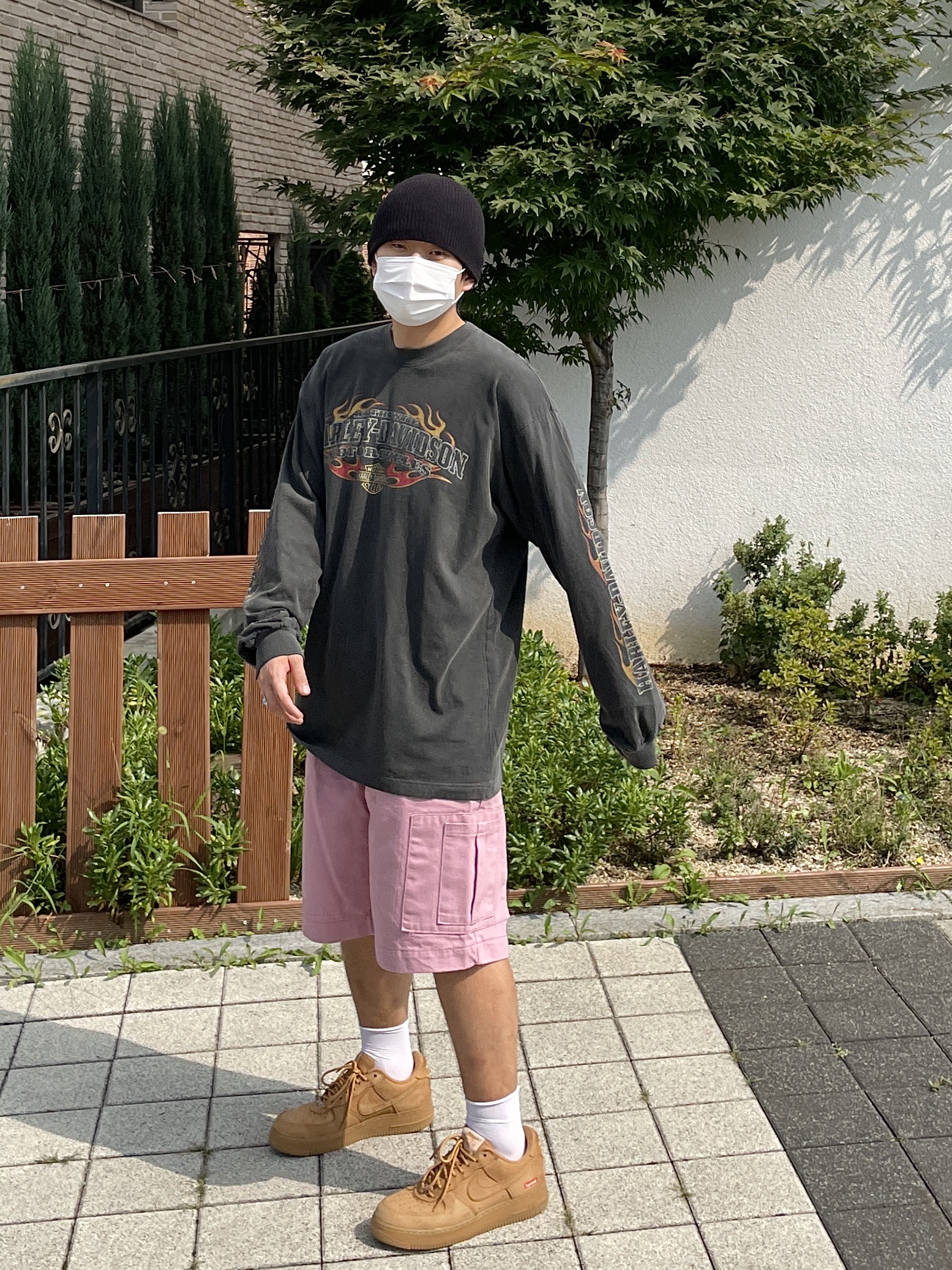 Nike x Supreme Air Force 1 Low Flax 착용 스타일 - 1