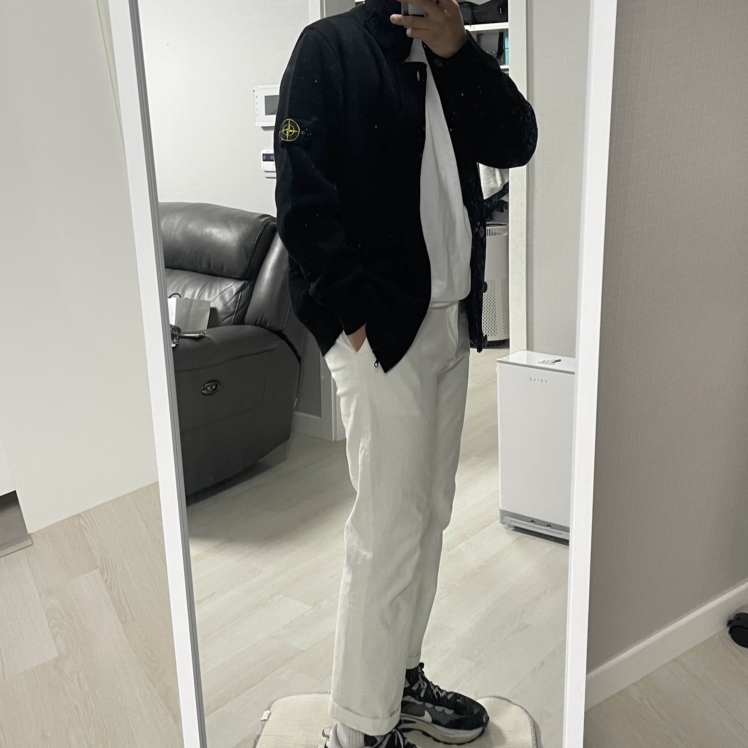 Nike x Sacai VaporWaffle Black White, AMI de Coeur T-Shirt White 착용 스타일 - 1