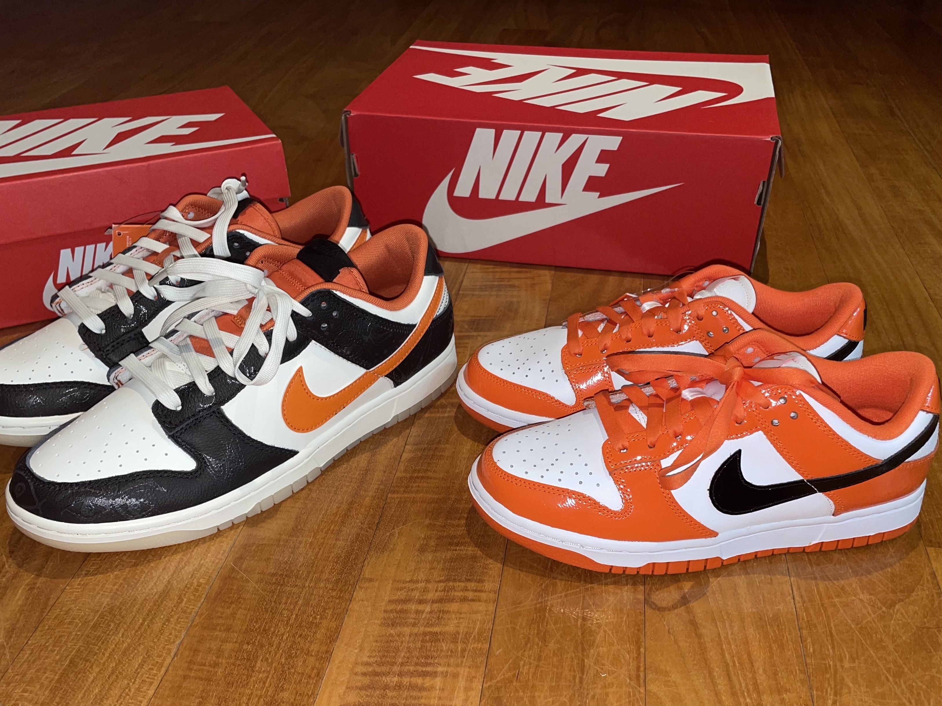 Nike Dunk Low Retro PRM Halloween, (W) Nike Dunk Low Essential Brilliant Orange 착용 스타일 - 2