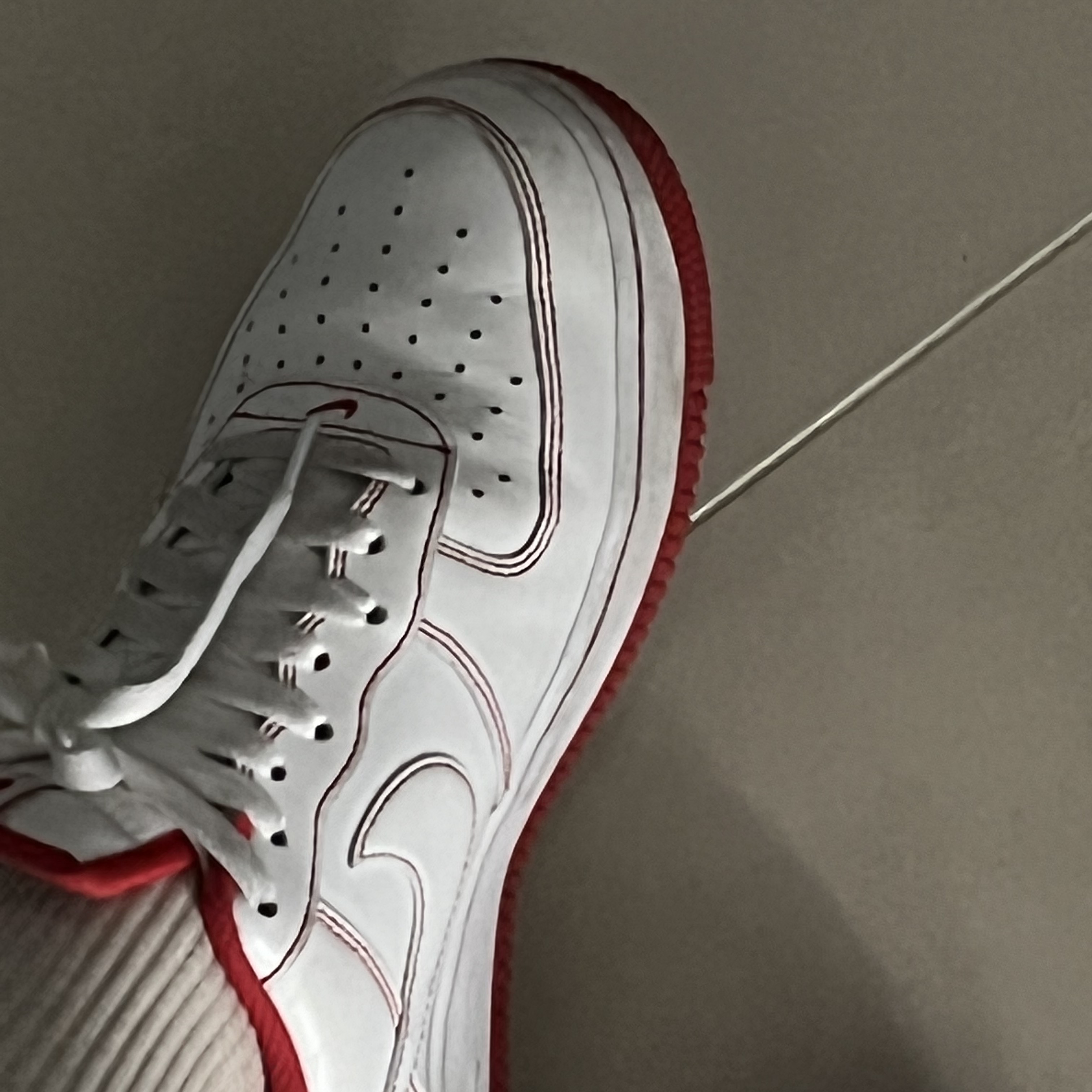 Nike Air Force 1 '07 Stitch Radiant Red, Palace x CK1 Baggy Jean Tinted Sandstone Indigo - 22SS 착용 스타일 - 1