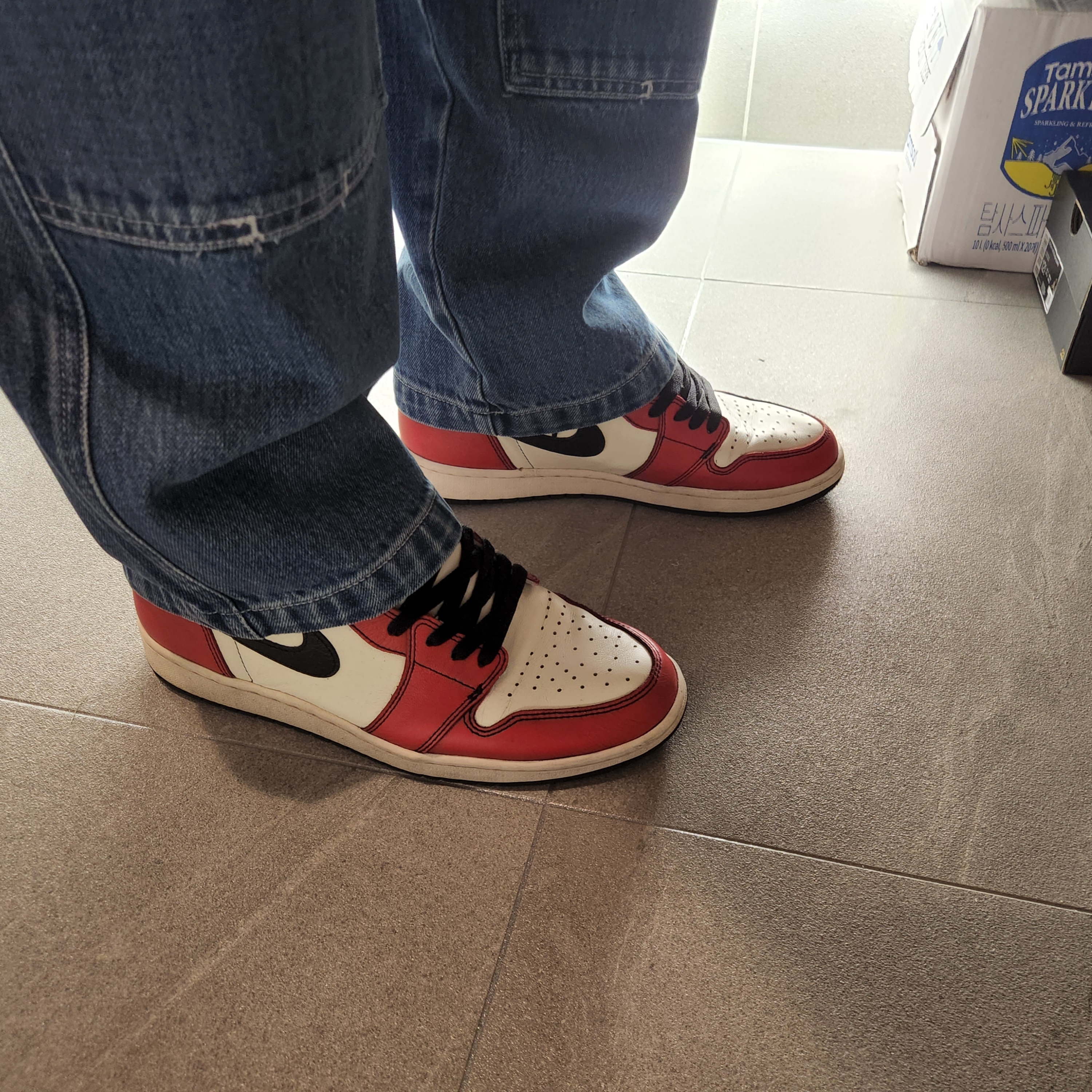 Stussy Denim Work Pants Blue, Jordan 1 x Travis Scott Retro Low OG SP Sail and Ridgerock 착용 스타일 - 5