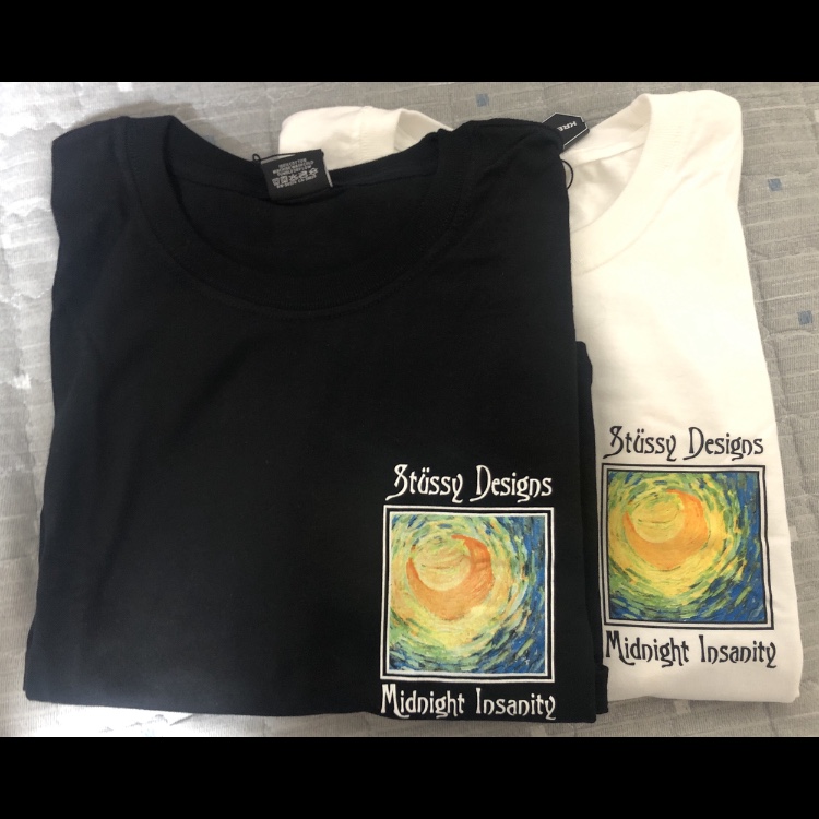 Stussy Midnight Insanity T-Shirt Black, Stussy Midnight Insanity T-Shirt White 착용 스타일