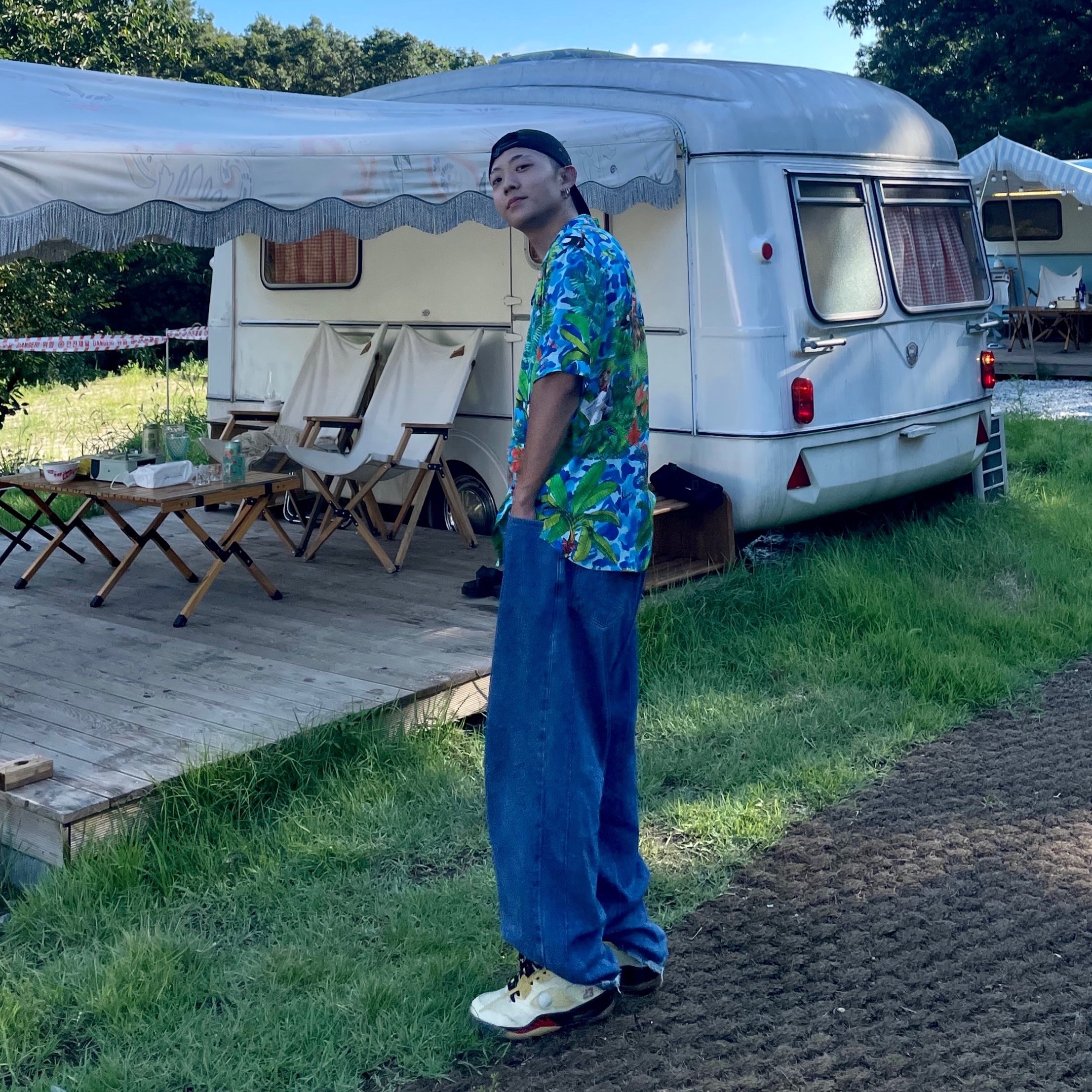 Jordan 5 x Off-White Retro SP Sail Fire Red, Supreme x Timberland 6-Panel Black - 21FW 착용 스타일 - 2