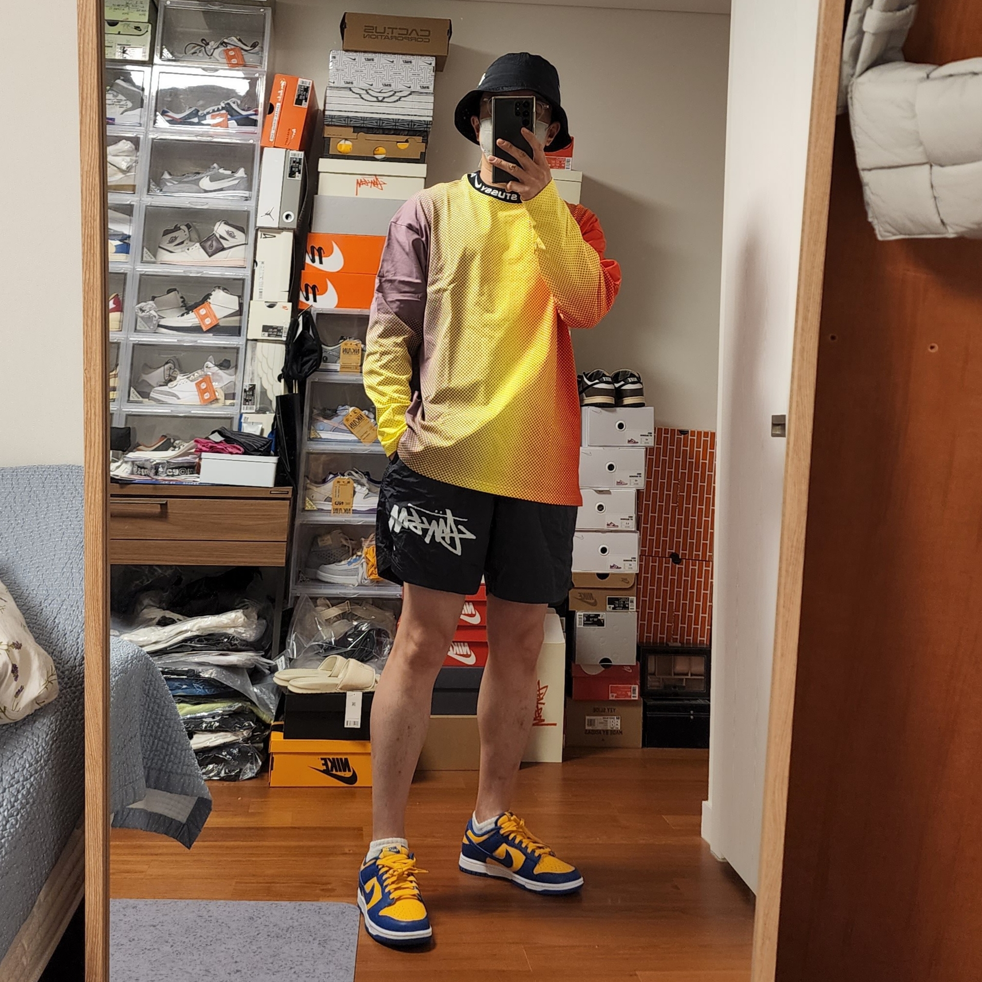 Nike x Stussy NRG FL LS Top Multi Color (DO5308-902), Nike x Stussy Water Shorts Off Noir 착용 스타일 - 1
