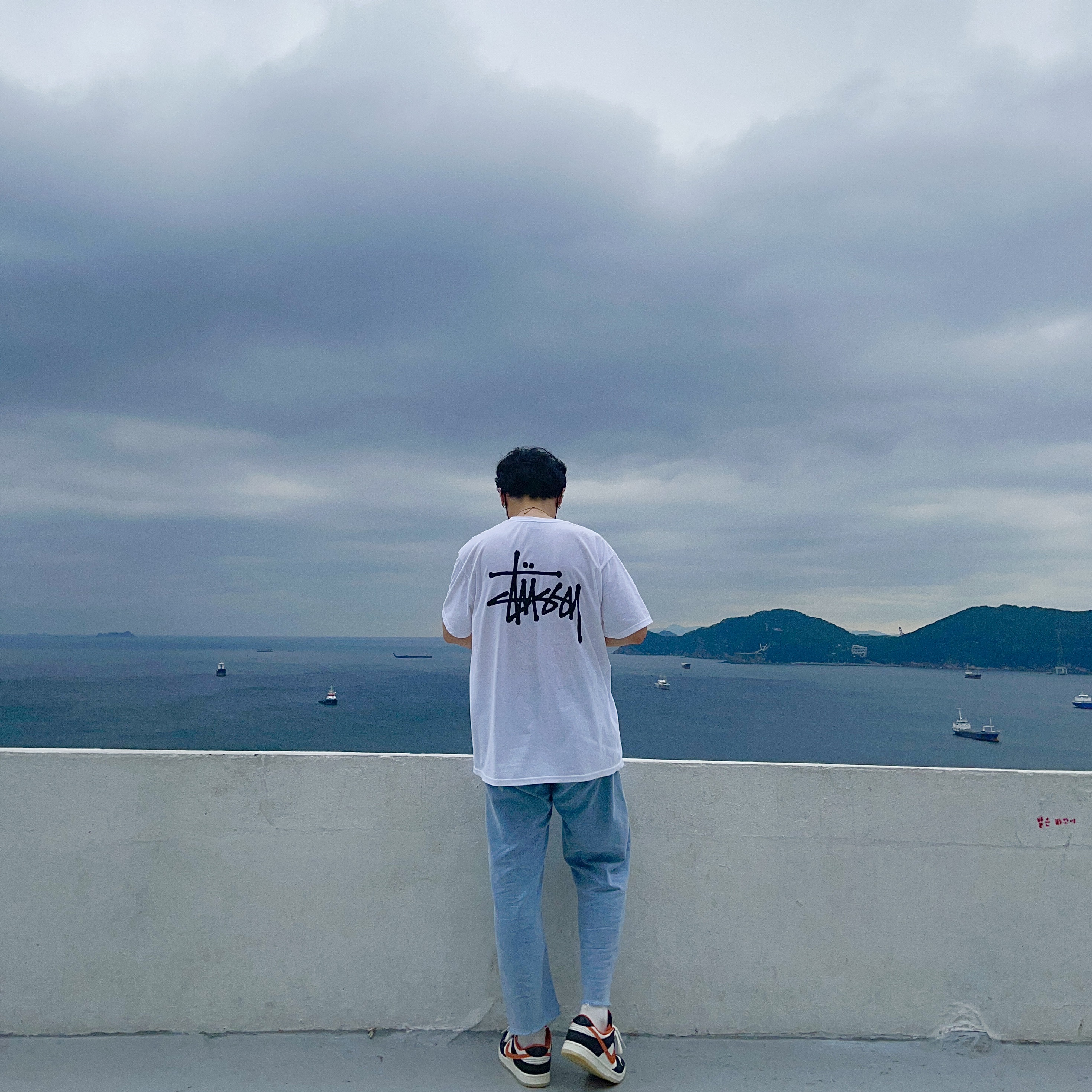 Nike Dunk Low Retro PRM Halloween, Stussy Basic Stussy T-Shirt White 2022 착용 스타일