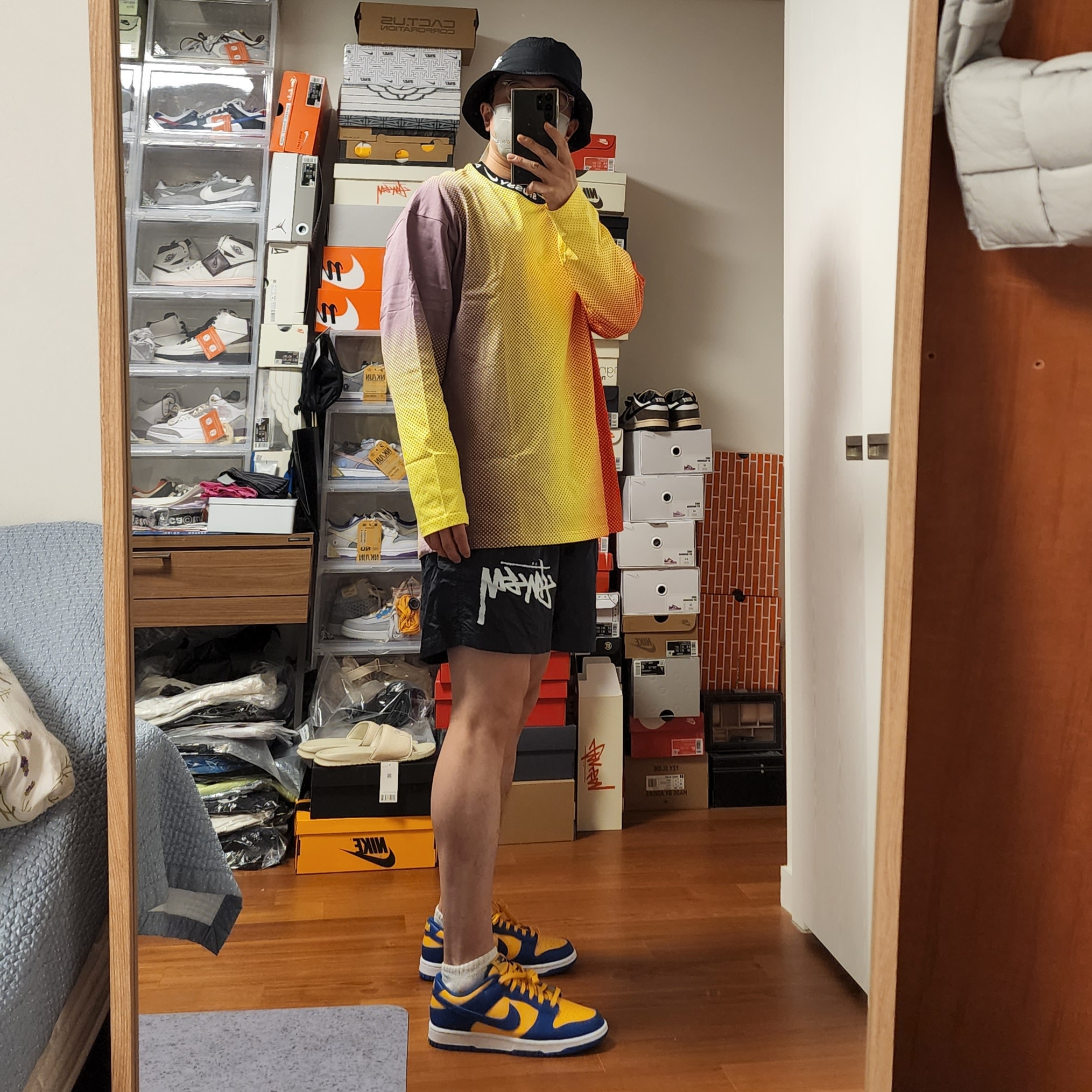 Nike x Stussy NRG FL LS Top Multi Color (DO5308-902), Nike x Stussy Water Shorts Off Noir 착용 스타일 - 2
