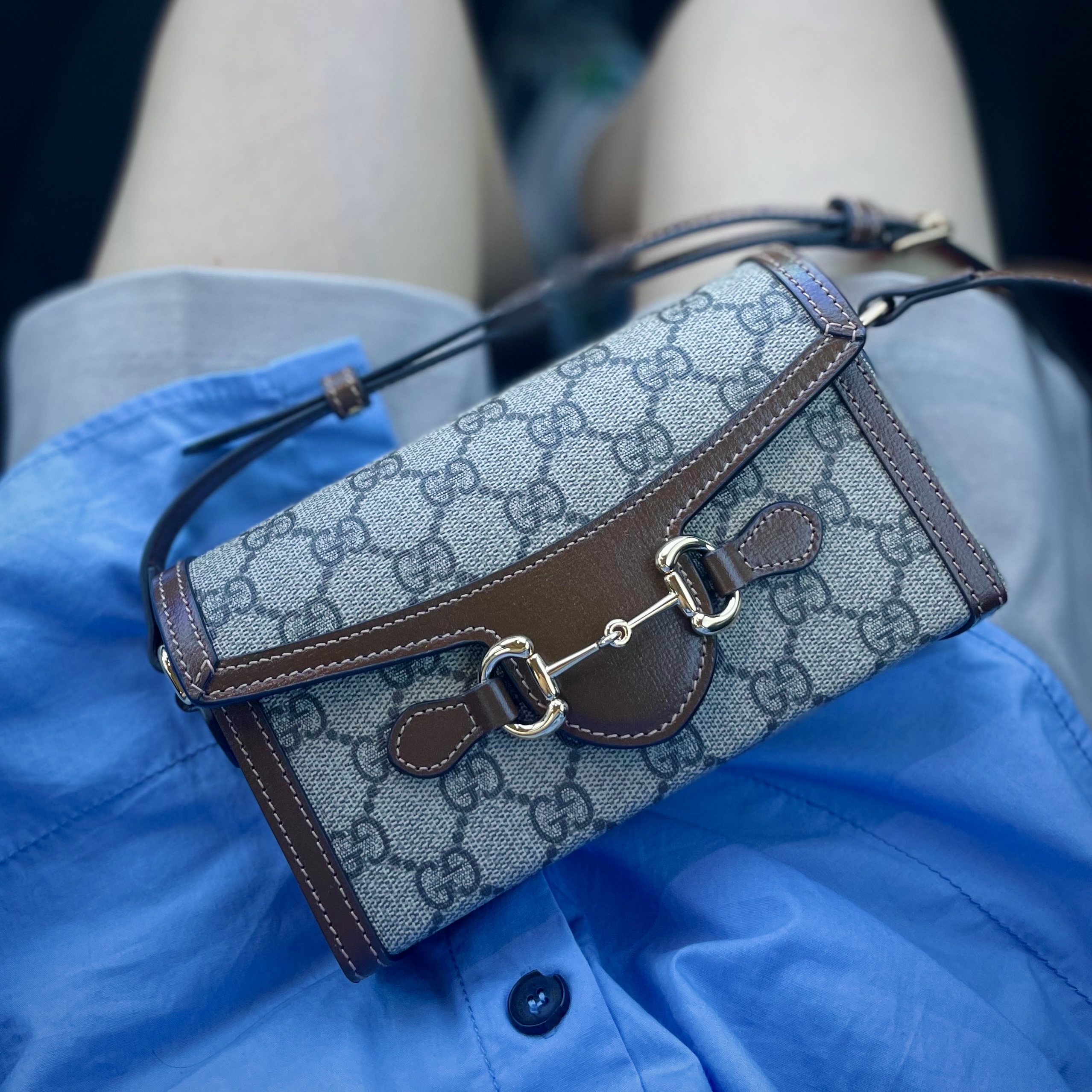 Gucci Horsebit 1955 Mini Bag Beige Ebony Brown, Nike x Sacai x Clot LDWaffle Cool Grey 착용 스타일 - 2