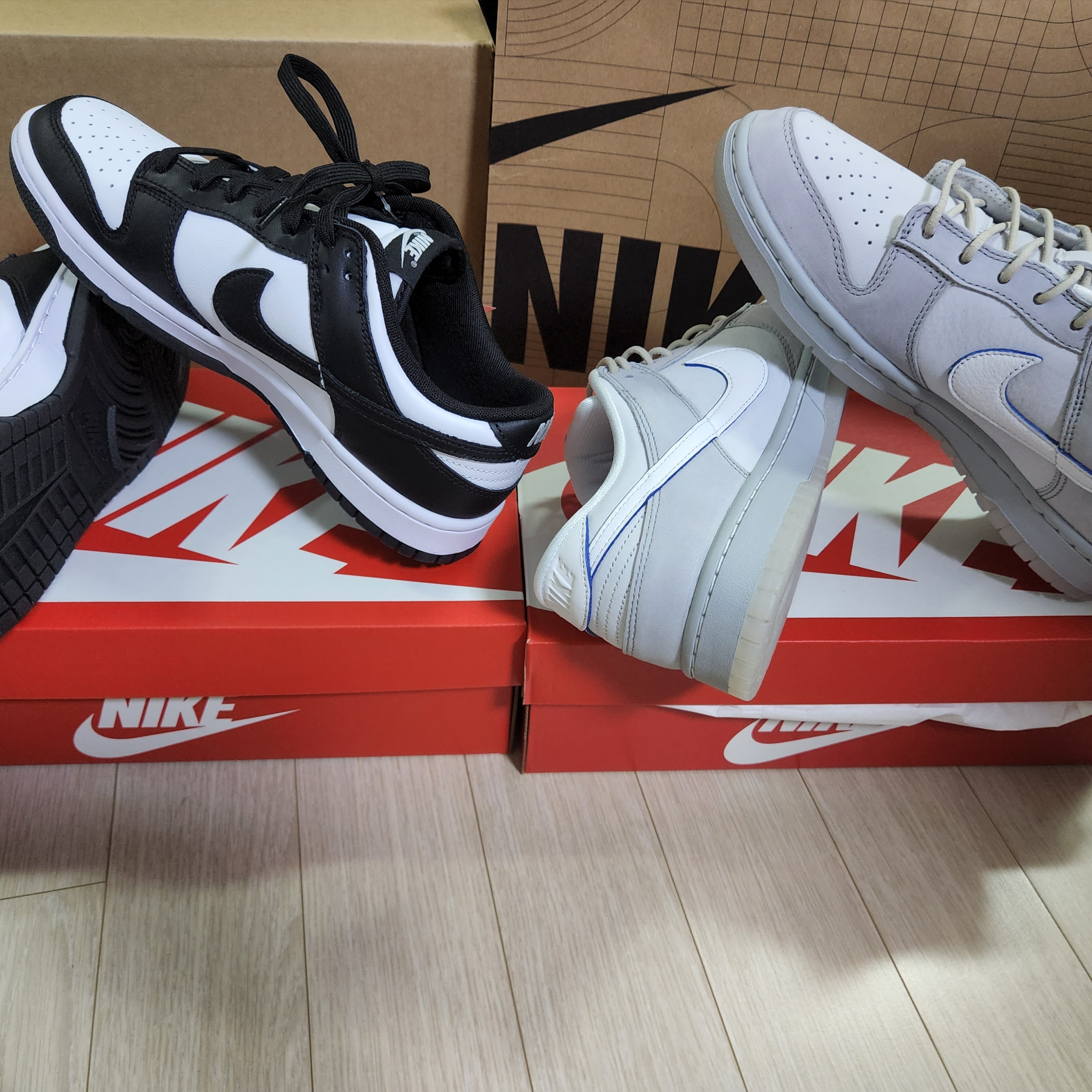Nike Dunk Low Retro Black, Nike Dunk Low Wolf Grey and Pure Platinum 착용 스타일