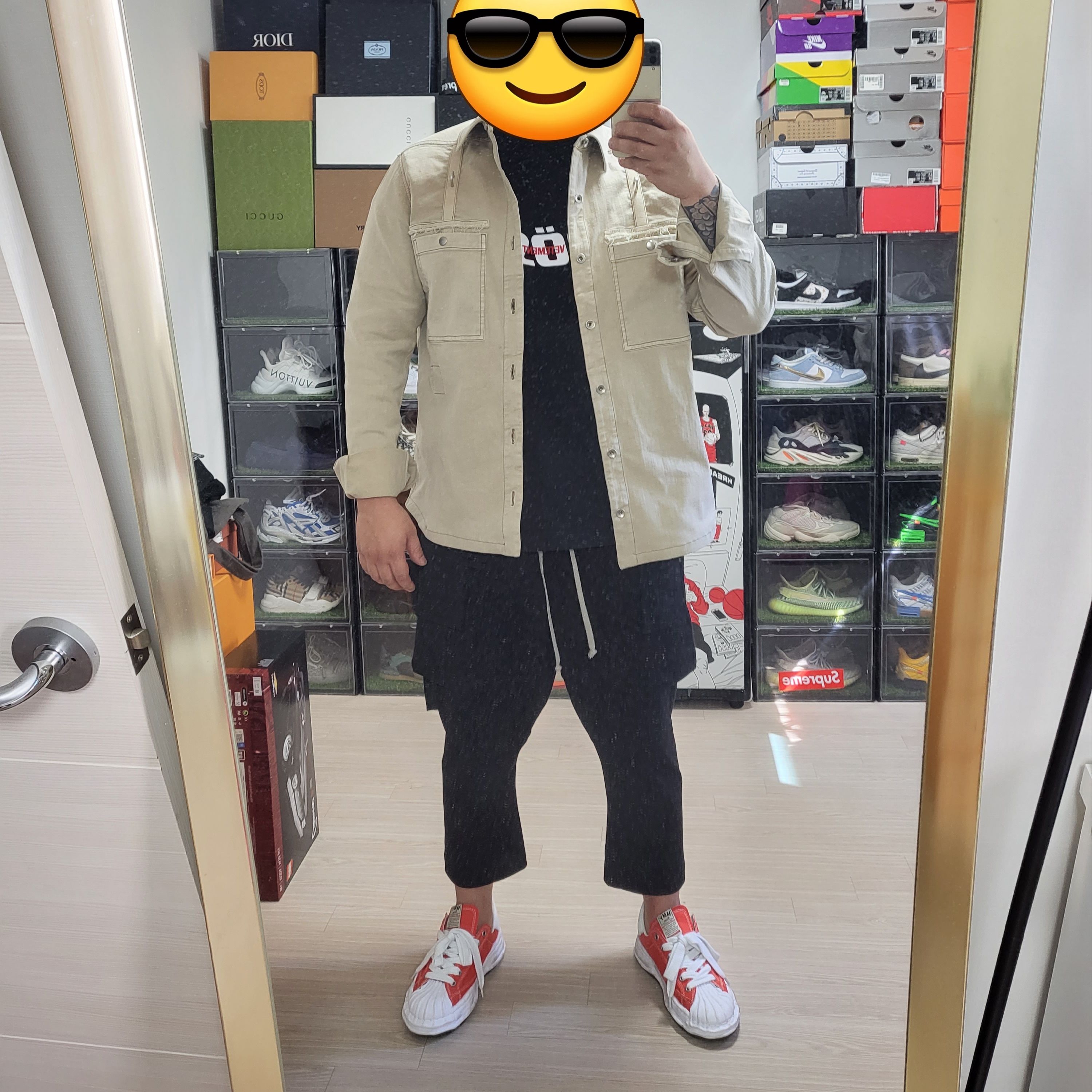 Maison Mihara Yasuhiro Peterson OG Sole Canvas Low Sneakers Orange 착용 스타일 - 2