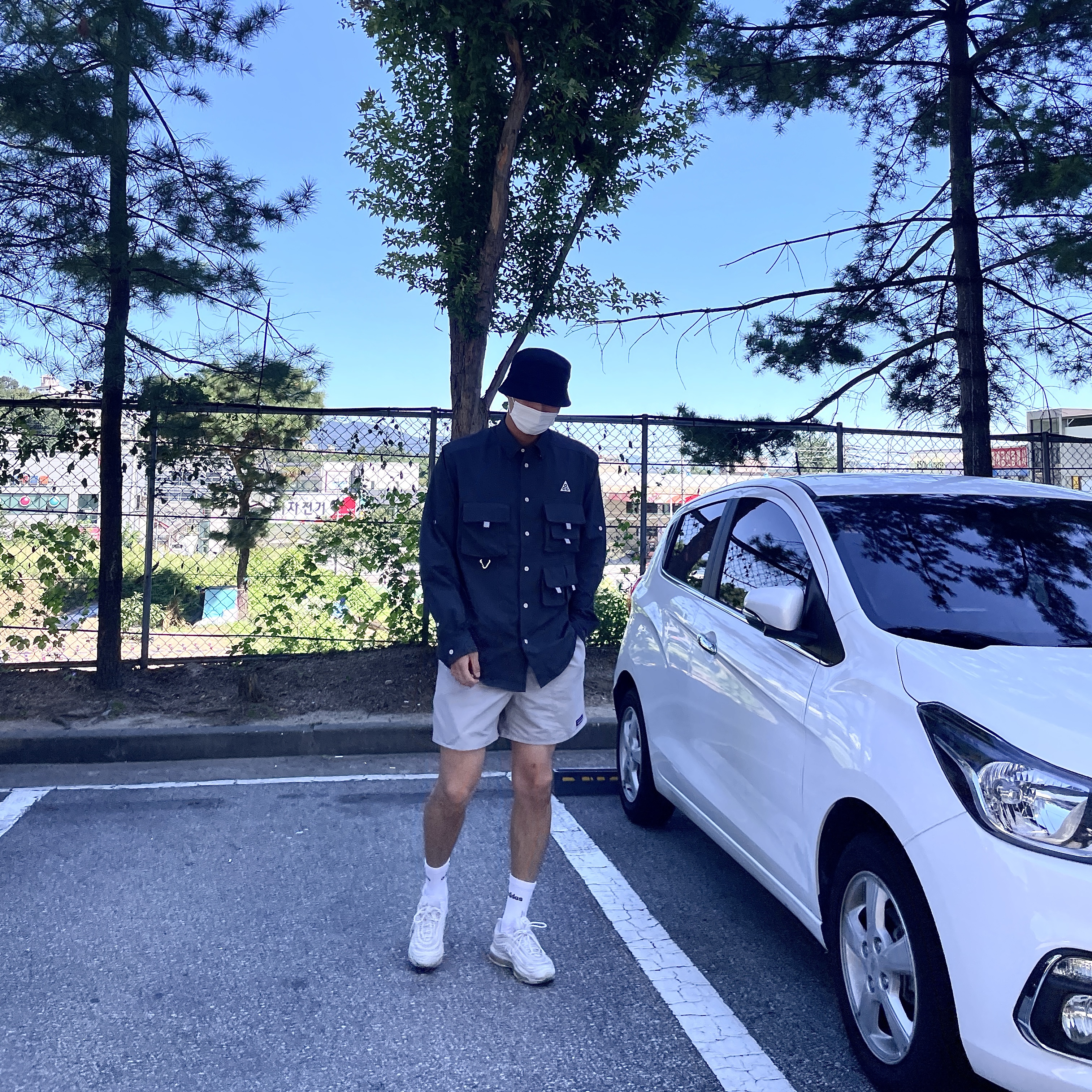 Nike ACG Dri-Fit UV Devastation Trail Shirt Dark Smoke Grey - Asia, Patagonia Baggies Shorts 5 Inch Salt Grey 착용 스타일