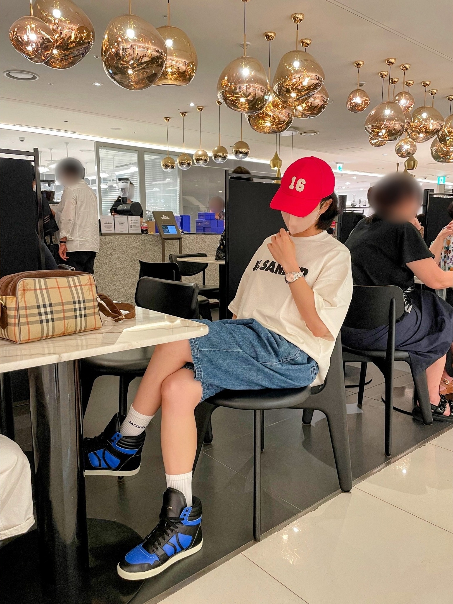 Jil Sander Logo T-Shirt Natural - 22SS, (W) Celine No.16 Cotton Baseball Cap Red 착용 스타일 - 1