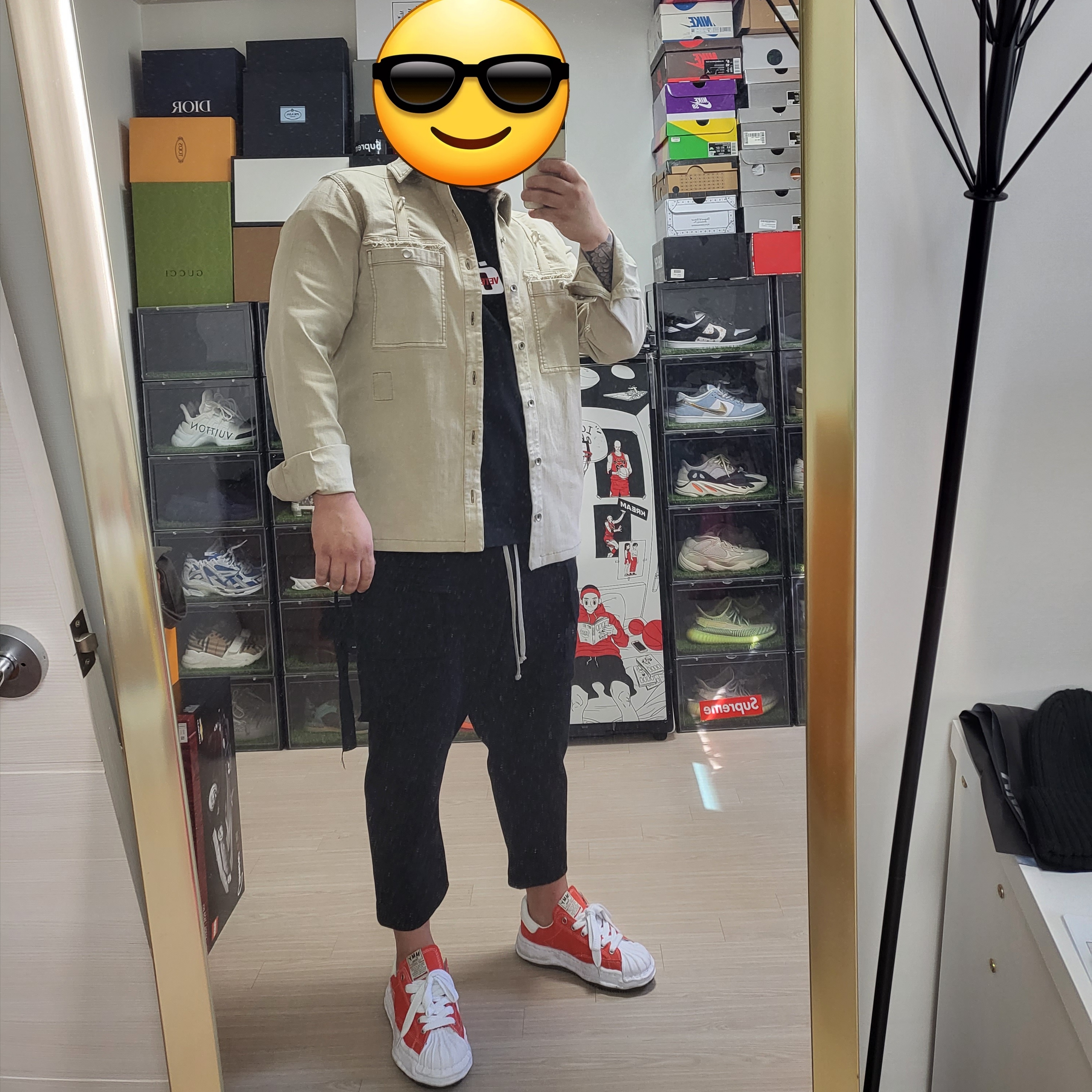 Maison Mihara Yasuhiro Peterson OG Sole Canvas Low Sneakers Orange 착용 스타일 - 1