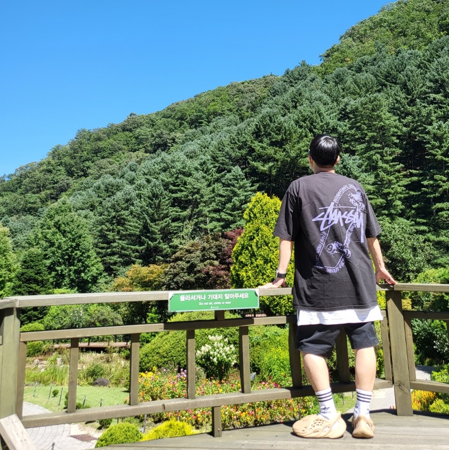 Stussy Skate Posse Pigment Dyed T-Shirt Black, Adidas Yeezy Foam RNNR Ochre 착용 스타일
