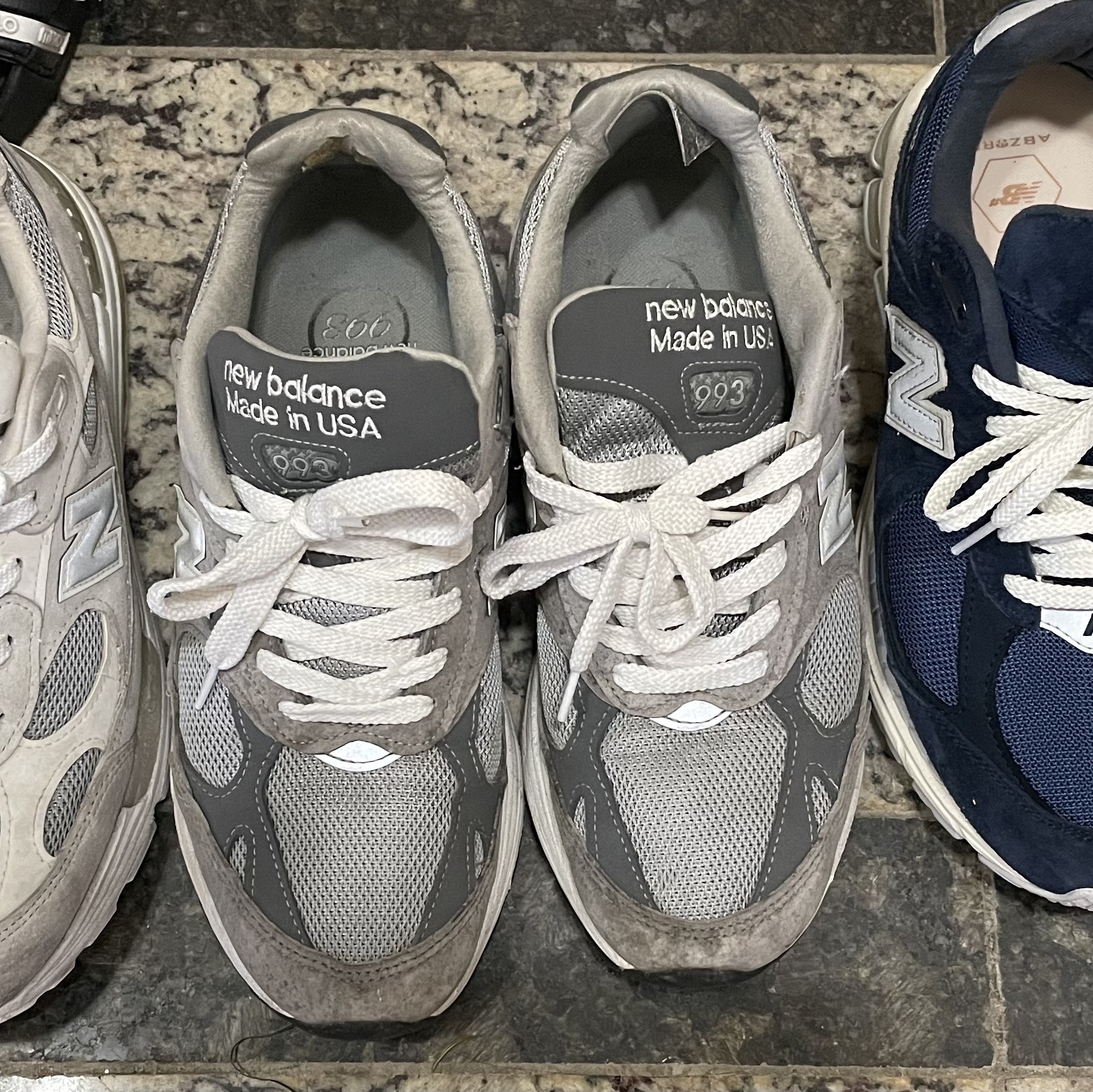 New Balance 993 Made in USA Grey - D Standard, New Balance 992 Made in USA White Silver 착용 스타일