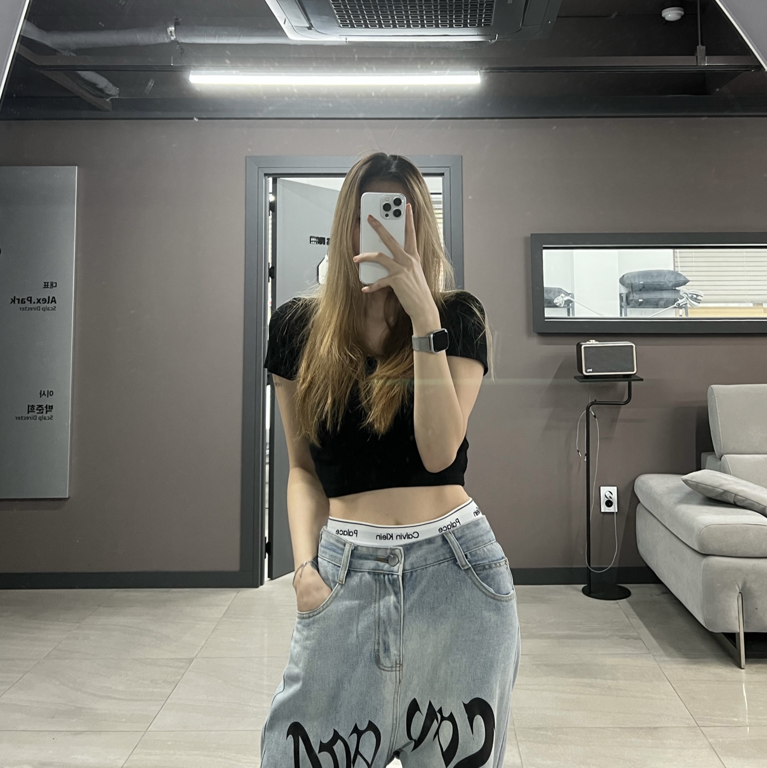(W) Palace x CK1 Bike Shorts Black - 22SS 착용 스타일
