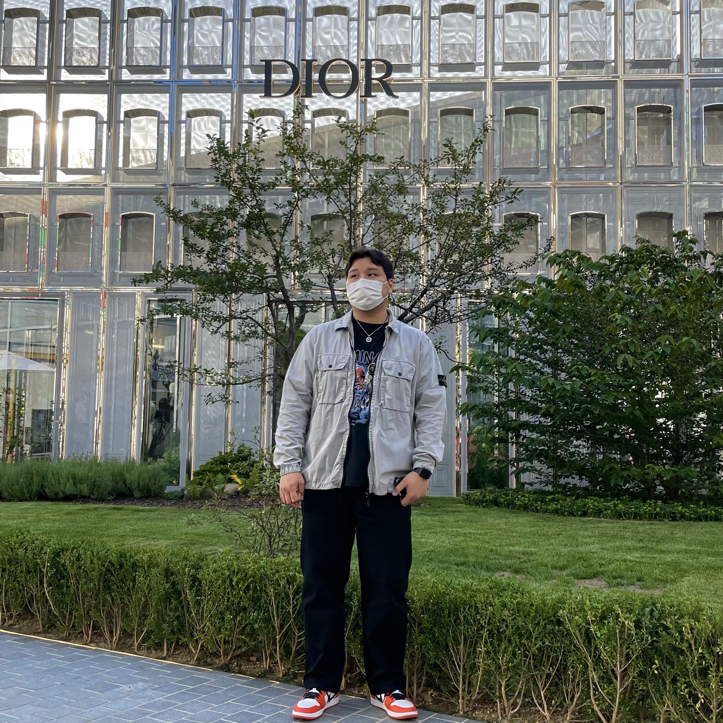Stone Island 113WN T.CO+OLD Overshirt Light Grey - 21FW, Jordan 1 Low OG Starfish 착용 스타일