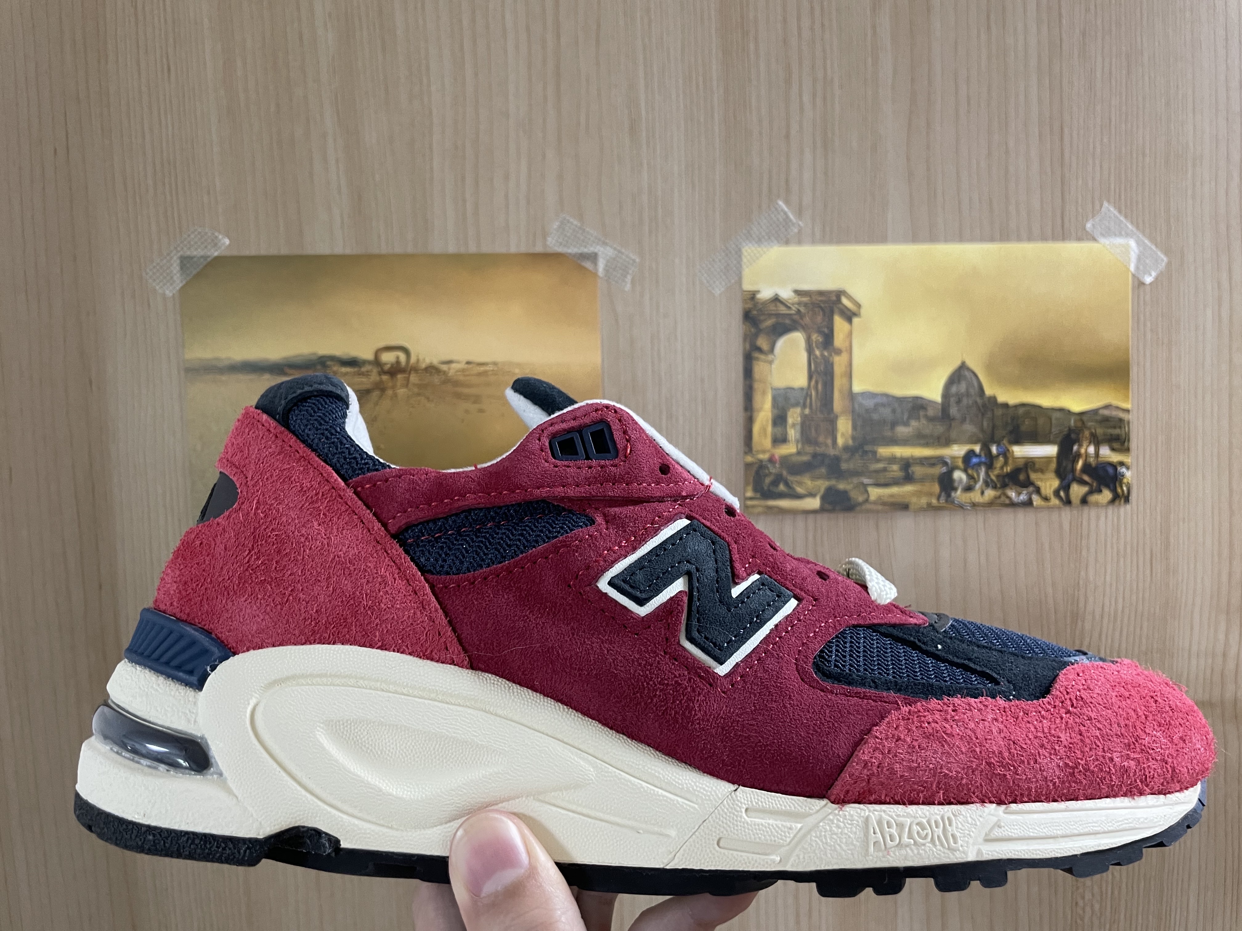 New Balance 990v2 Made in USA Chrysanthemum Navy 착용 스타일