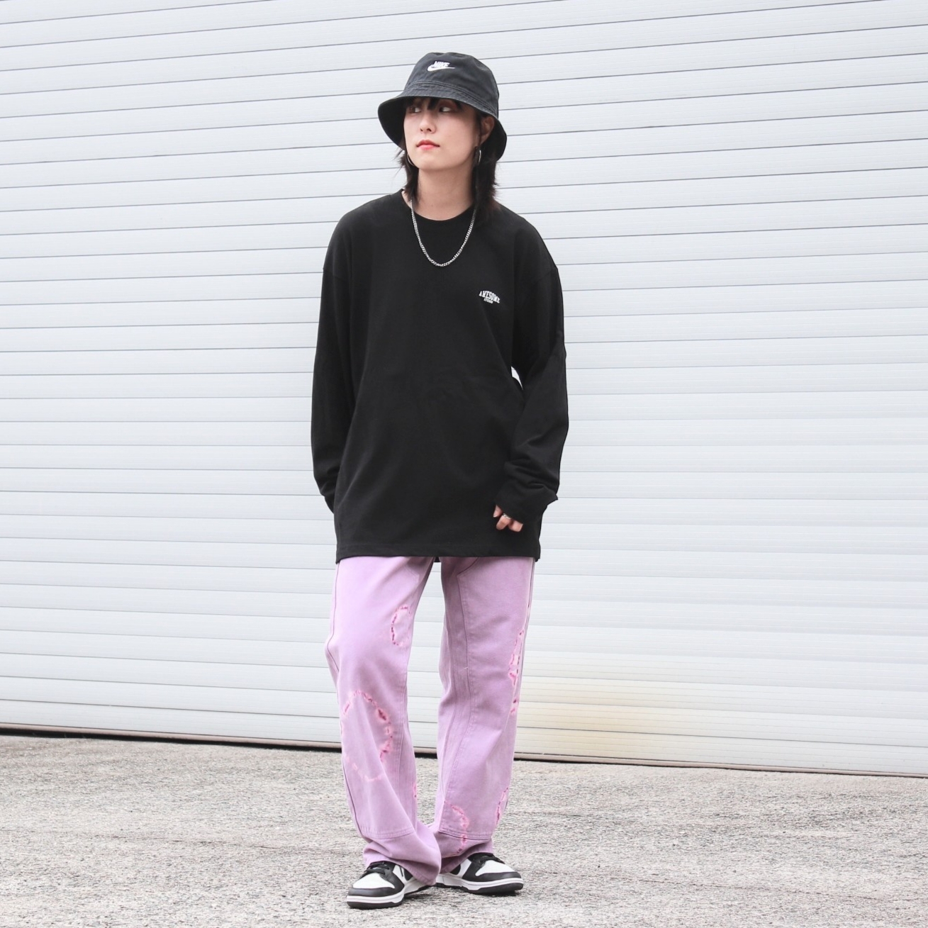 Nike Dunk Low Retro Black, (W) Nike Dunk Low Black 착용 스타일 - 3
