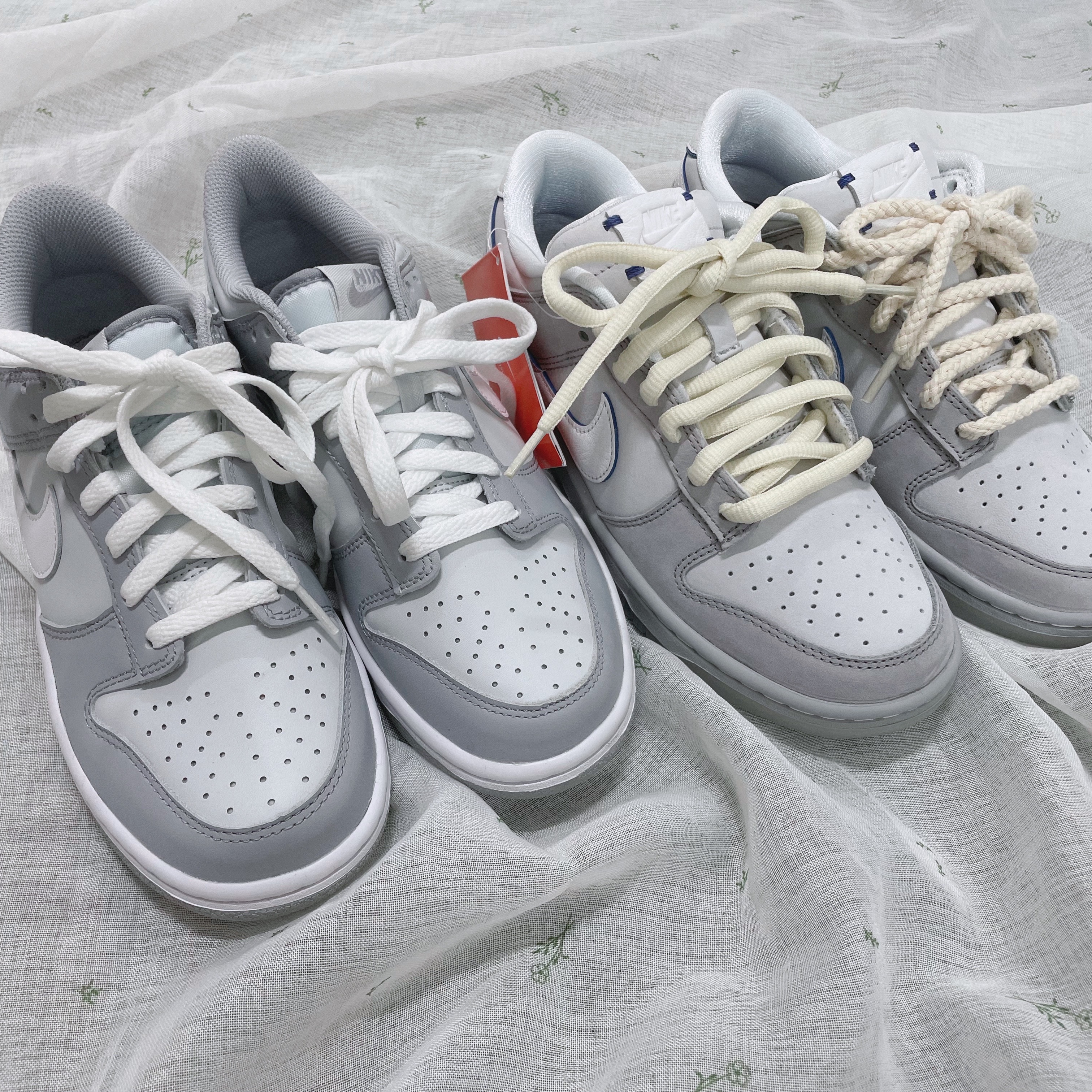 Nike Dunk Low Wolf Grey and Pure Platinum, (GS) Nike Dunk Low Wolf Grey 착용 스타일 - 4
