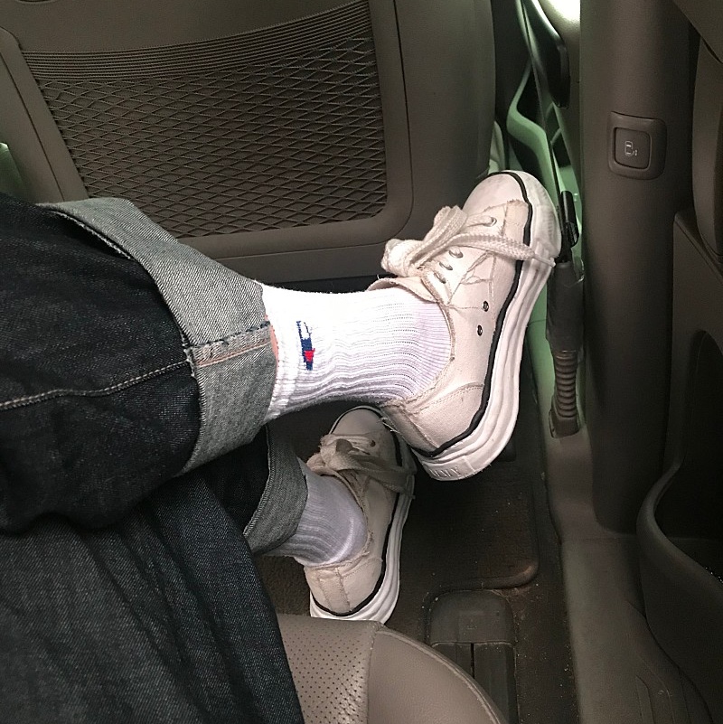 Maison Mihara Yasuhiro Peterson OG Sole Canvas Low Sneakers White 착용 스타일