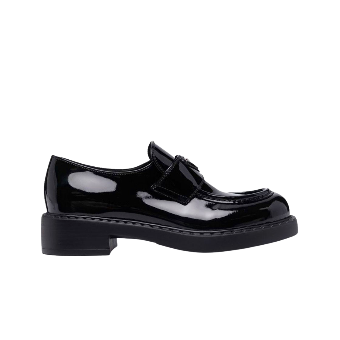 (W) 프라다 초콜릿 브러쉬드 레더 로퍼 블랙((W) Prada Chocolate Brushed Leather Loafers Black)