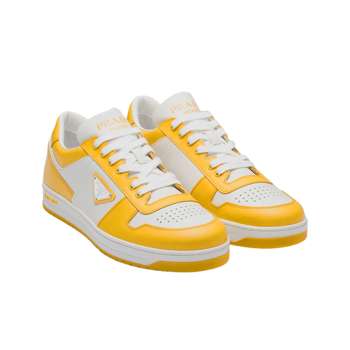 (W) 프라다 다운타운 레더 스니커즈 화이트 썬((W) Prada Downtown Leather Sneakers White Sun) - 2