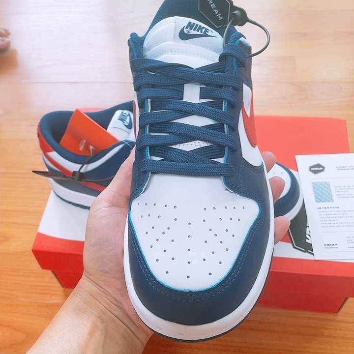 (W) Nike Dunk Low White and University Red 착용 스타일 - 5