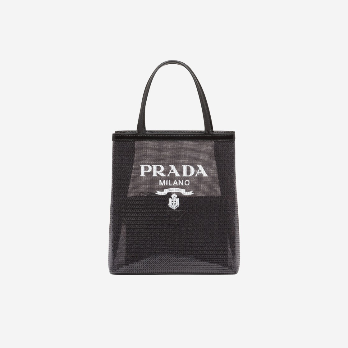 Prada Small Sequined Mesh Tote Bag Black 상세 이미지 1