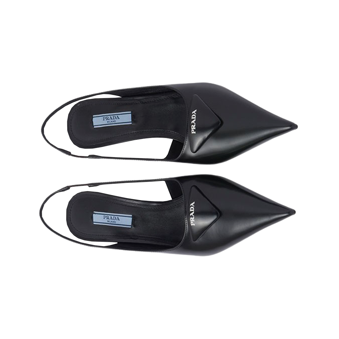 (W) 프라다 브러쉬드 레더 슬링백 펌프스 블랙((W) Prada Brushed Leather Singback Pumps Black) - 2