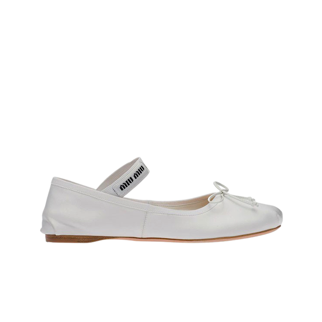 (W) 미우 미우 사틴 발레리나 화이트((W) Miu Miu Satin Ballerinas White)