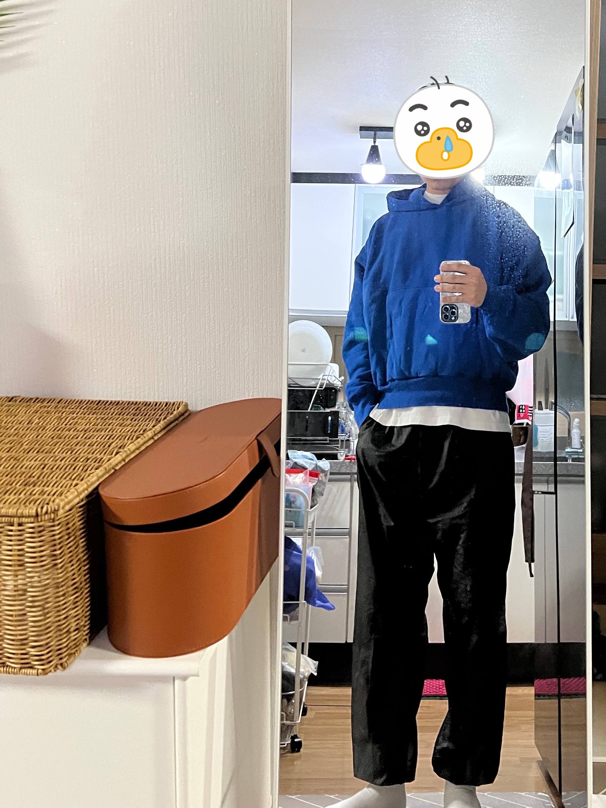 Yeezy Gap Hoodie Blue, Casetify x Ader Error Plastic Impact iPhone Case 착용 스타일