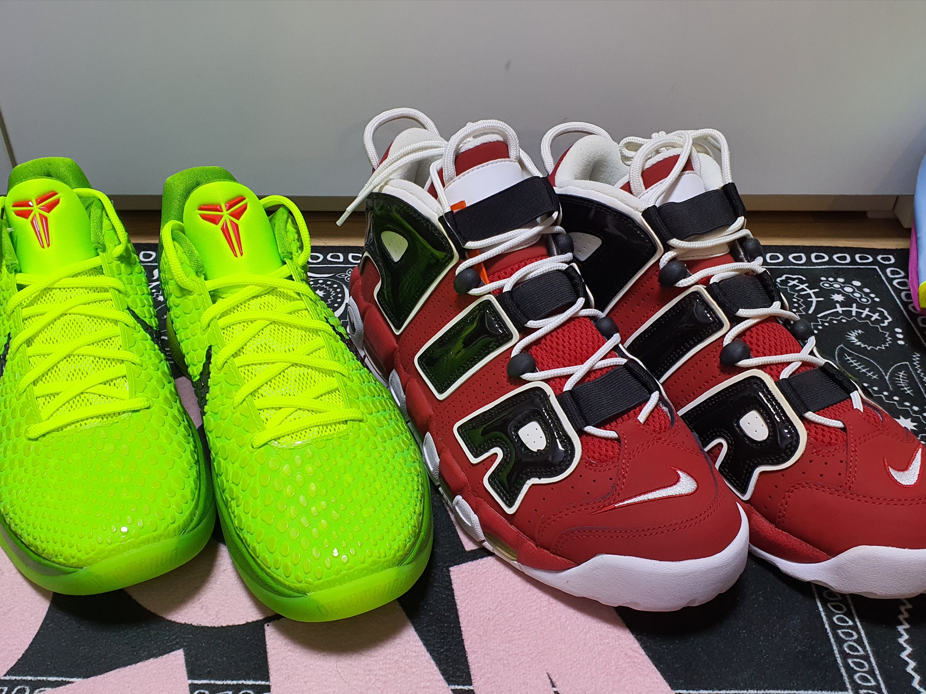Nike Air More Uptempo 96 Bulls 2021, Nike Kobe 6 Protro Green Apple 착용 스타일
