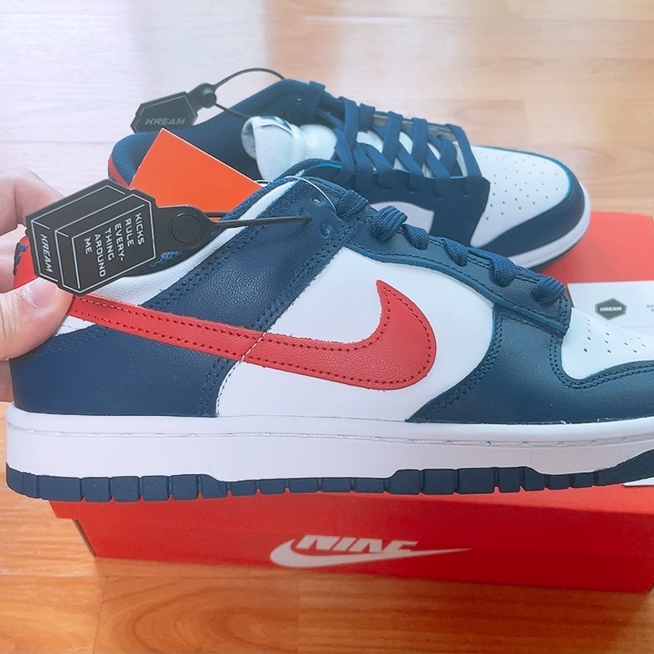 (W) Nike Dunk Low White and University Red 착용 스타일 - 2