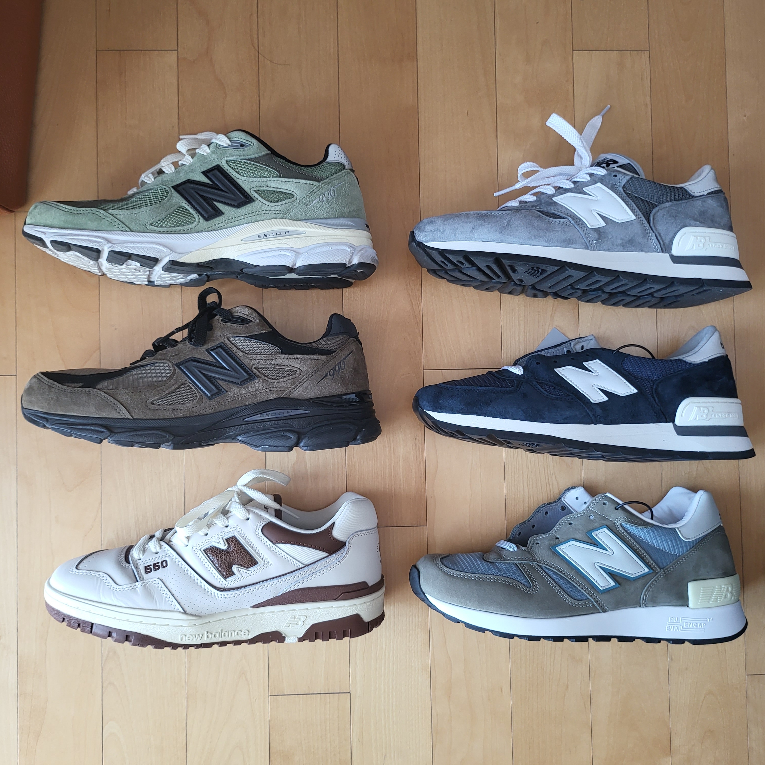 New Balance x JJJJound 990v3 Brown Black, New Balance x JJJJound 990v3 Olive 착용 스타일