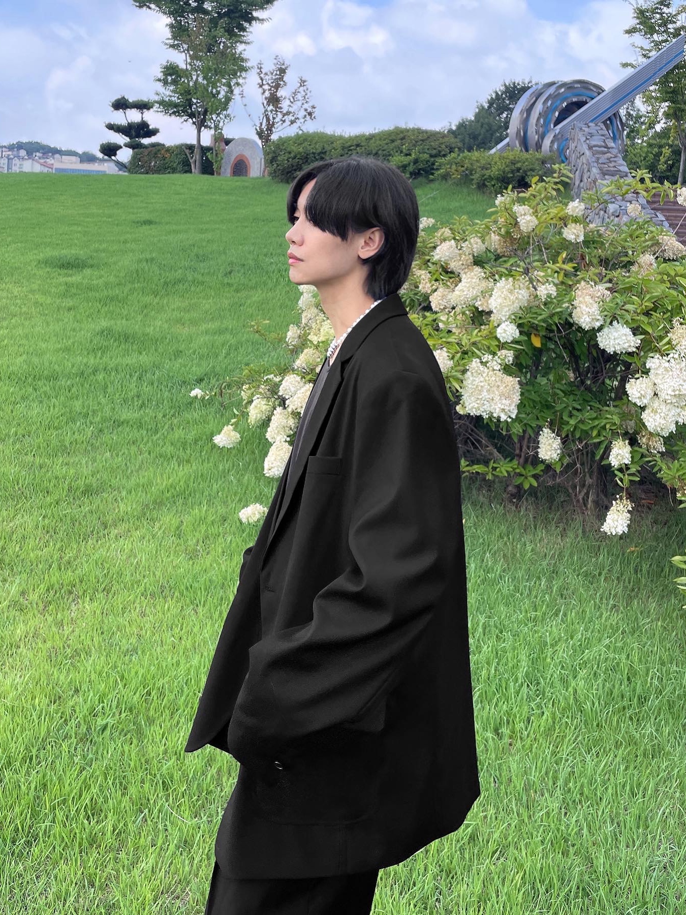 Maison Mihara Yasuhiro Peterson OG Sole Canvas Low Sneakers Black 착용 스타일 - 3