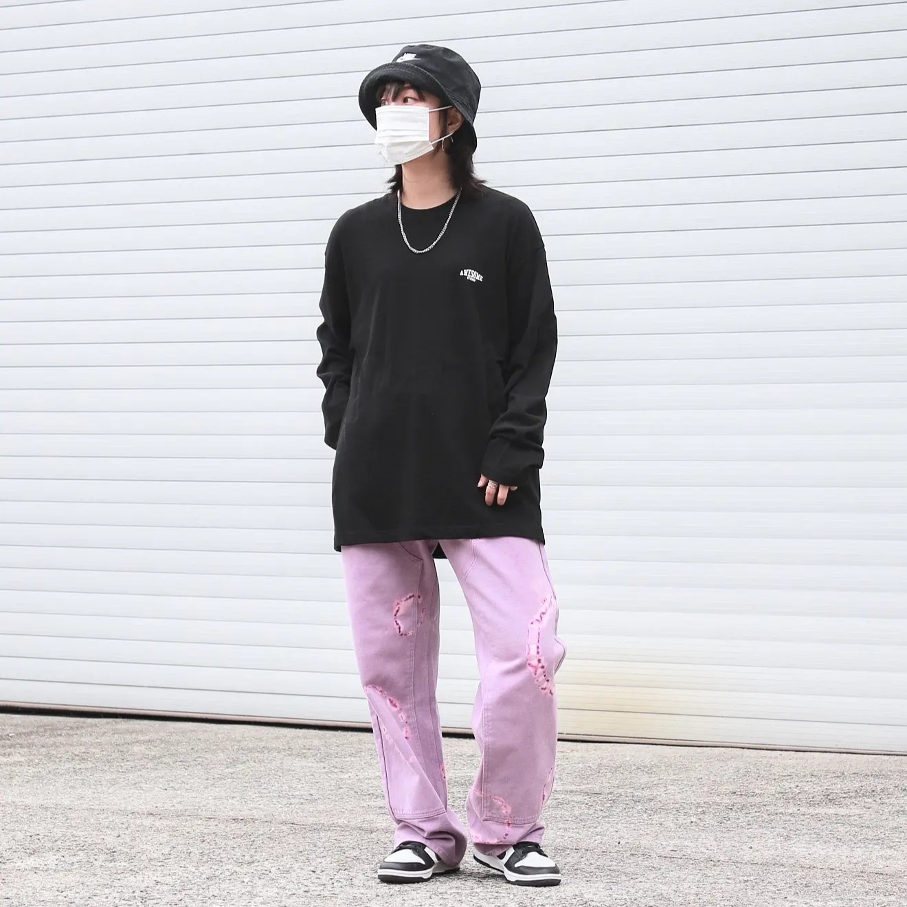 Nike Dunk Low Retro Black, (W) Nike Dunk Low Black 착용 스타일 - 2